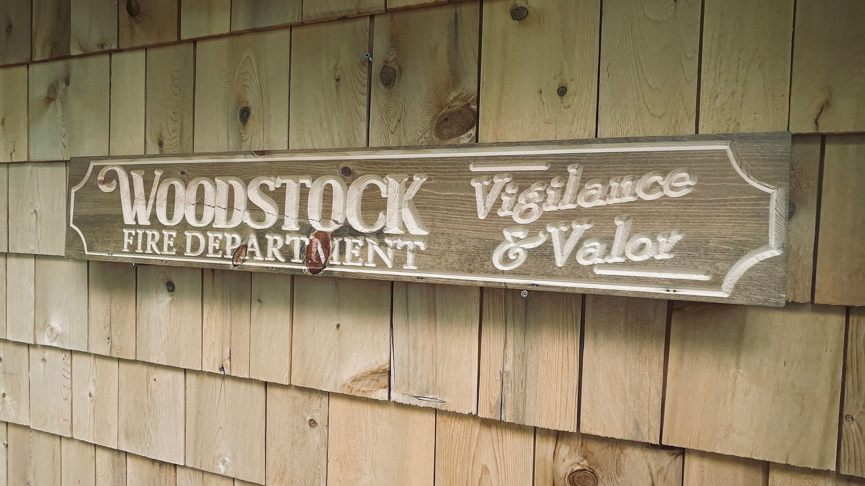 Woodstock Fire Department Real Pine Wood Carved Sign