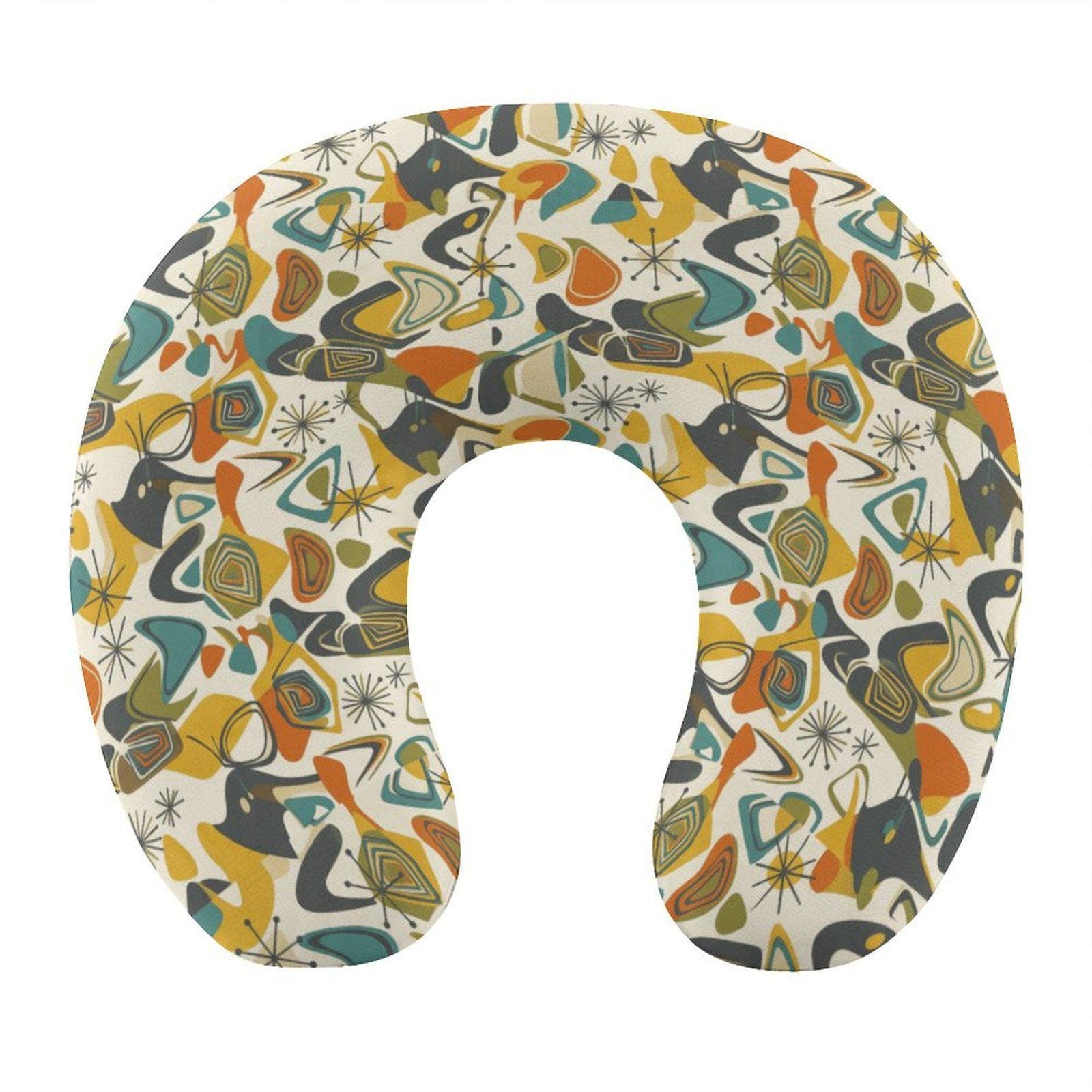Mid-Century Modern Neck Pillow | Retro Atomic Travel Support | Memory Foam Comfort for Car, Plane, Home | Unique Gift