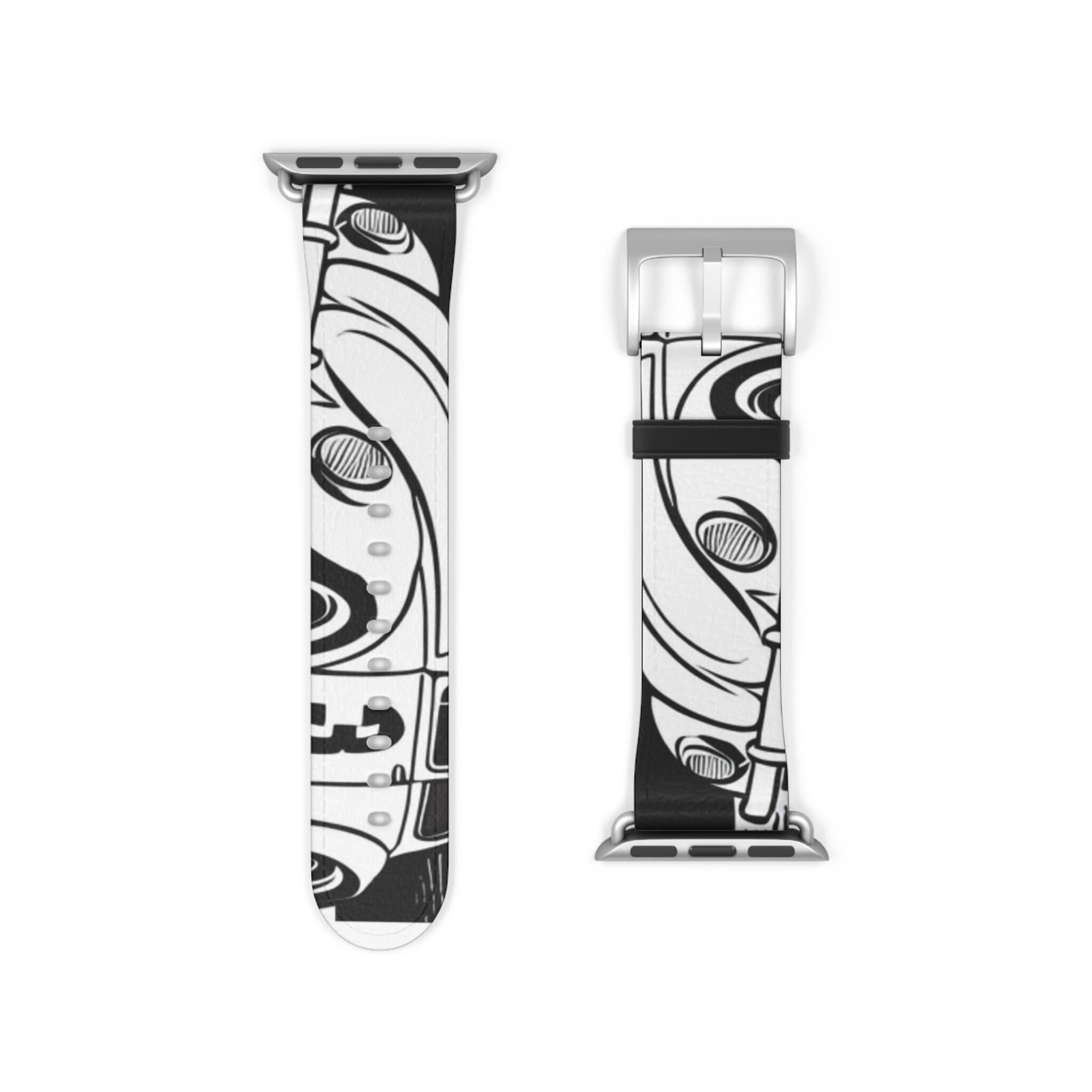 Vintage VW Bug Apple Watch Band - Black White Retro Camper Print