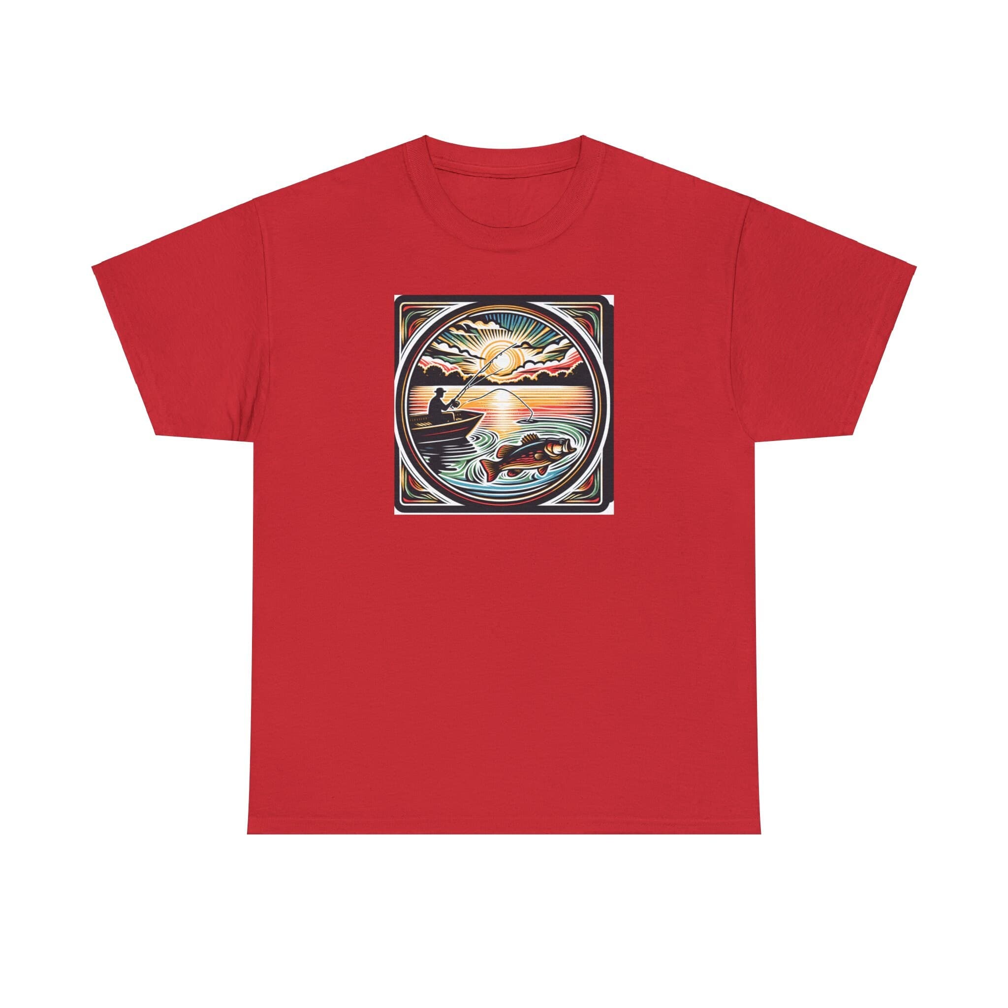 Fishing T-Shirt Woodcut Style Bass Angler Outdoor Tee Unisex