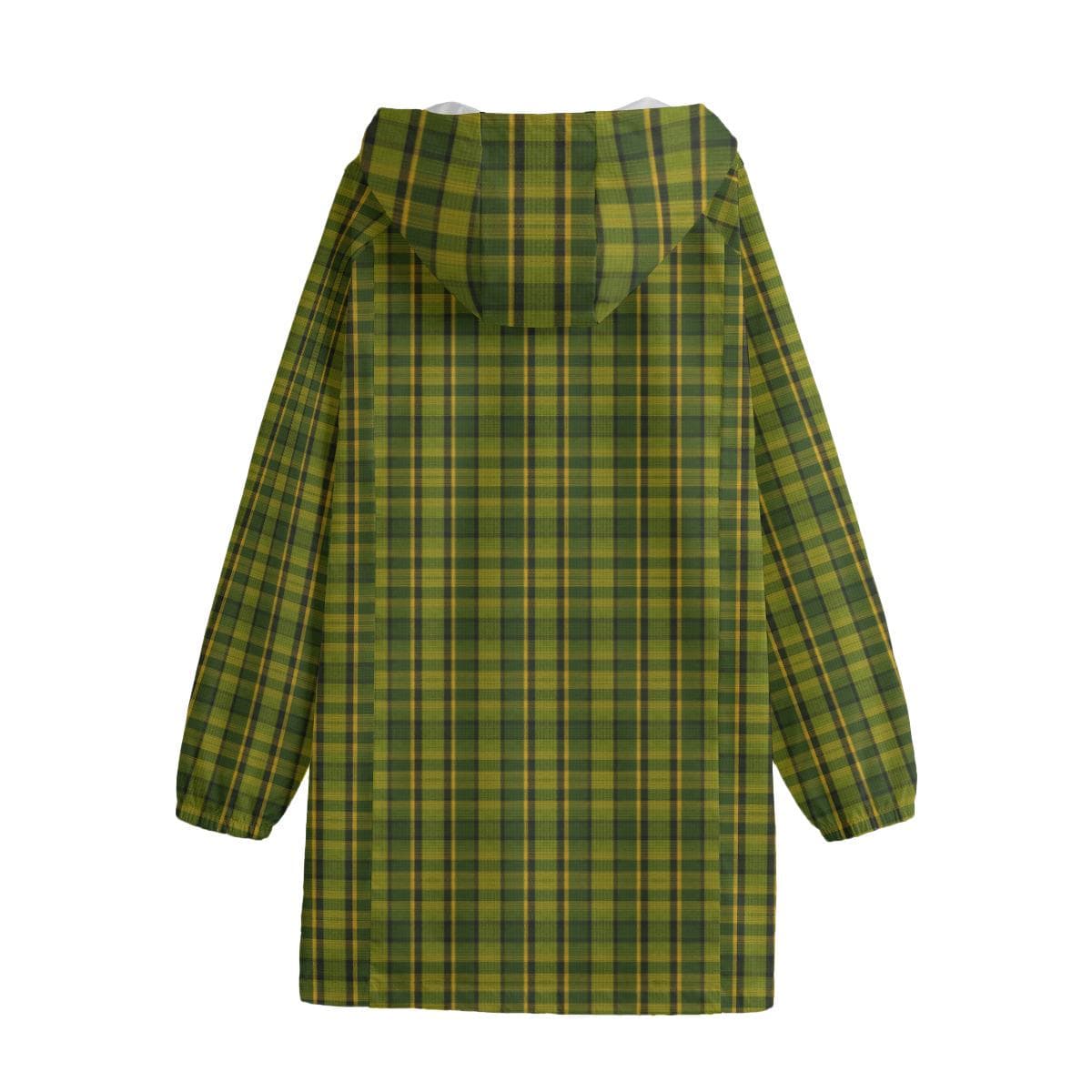 Green Plaid Pullover Windbreaker Jacket, Long Lightweight Anorak, Unisex Tartan Windbreaker, Everyday Outdoor Layer