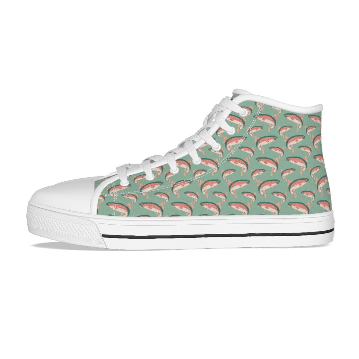 Women's Trout Trek High-Top Canvas Sneakers | Comfortable & Slip-Resistant Fish Print Shoes for Women