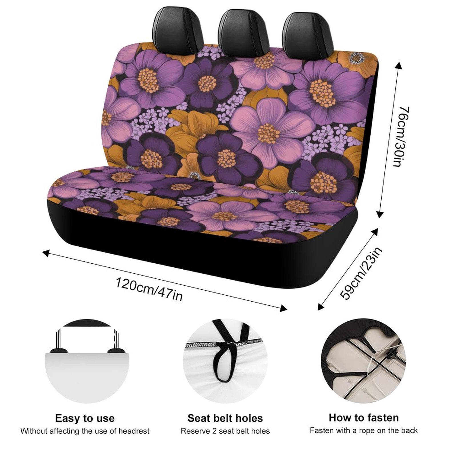 Purple Orange Floral Car Seat Cover | Polyester Spandex | Universal Fit
