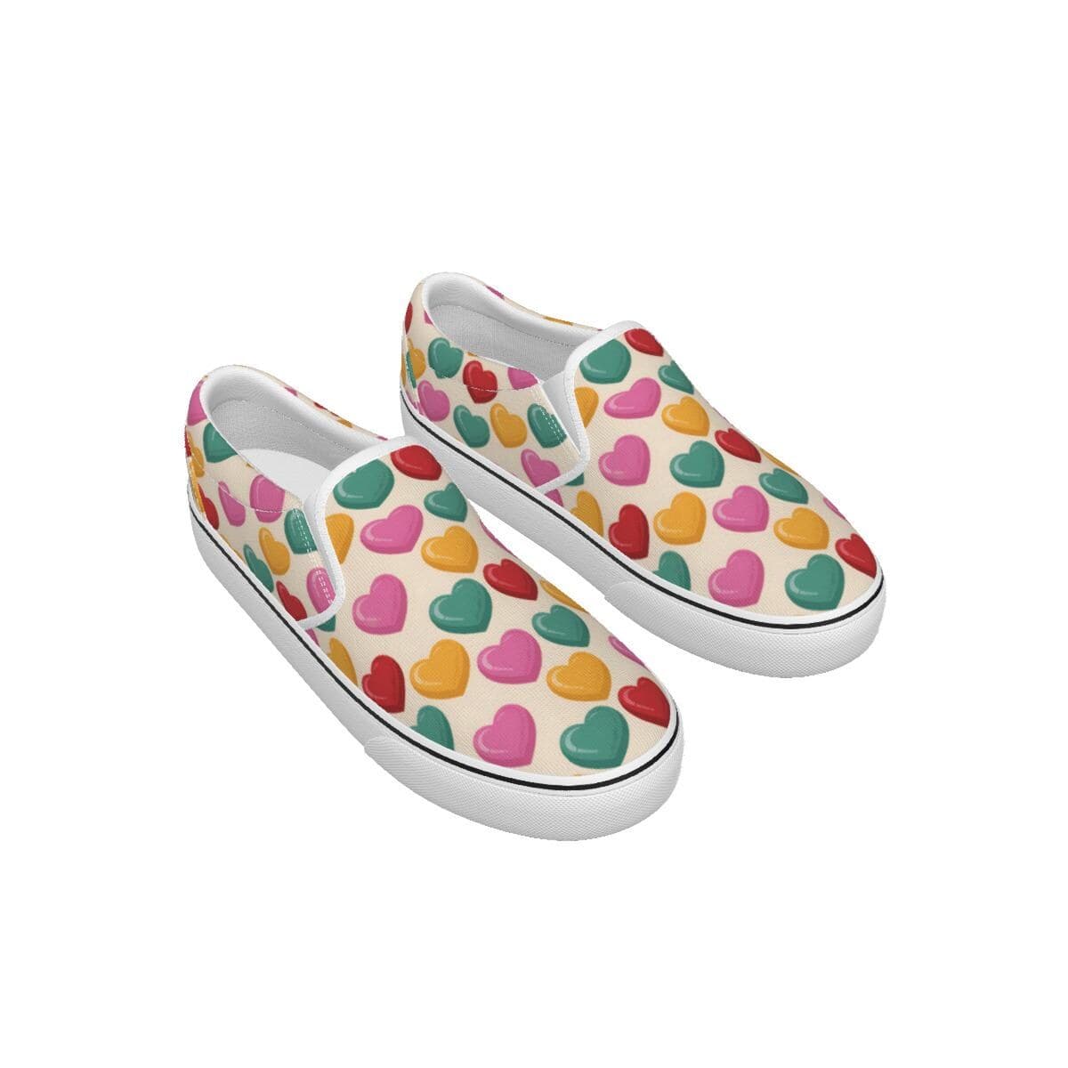 Everyday Kamo Heart Pattern Canvas Slip-On Shoes for Men | All-Day Comfort & Style