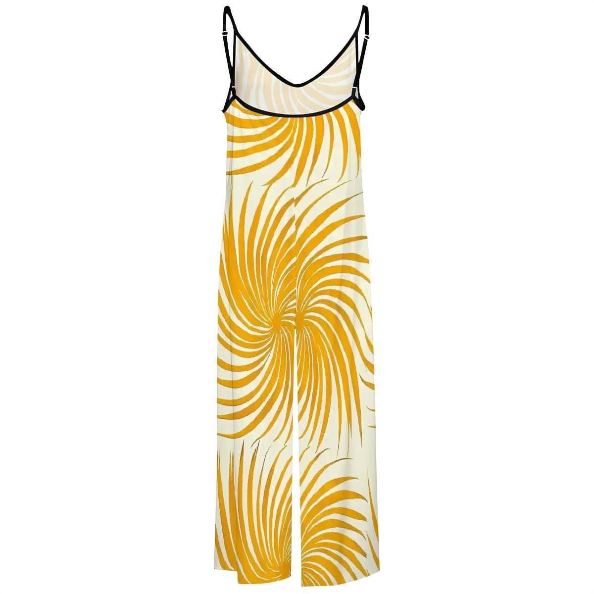 Yellow Swirl Wide Leg Jumpsuit | Handmade Boho Romper | Comfy Palazzo Pants