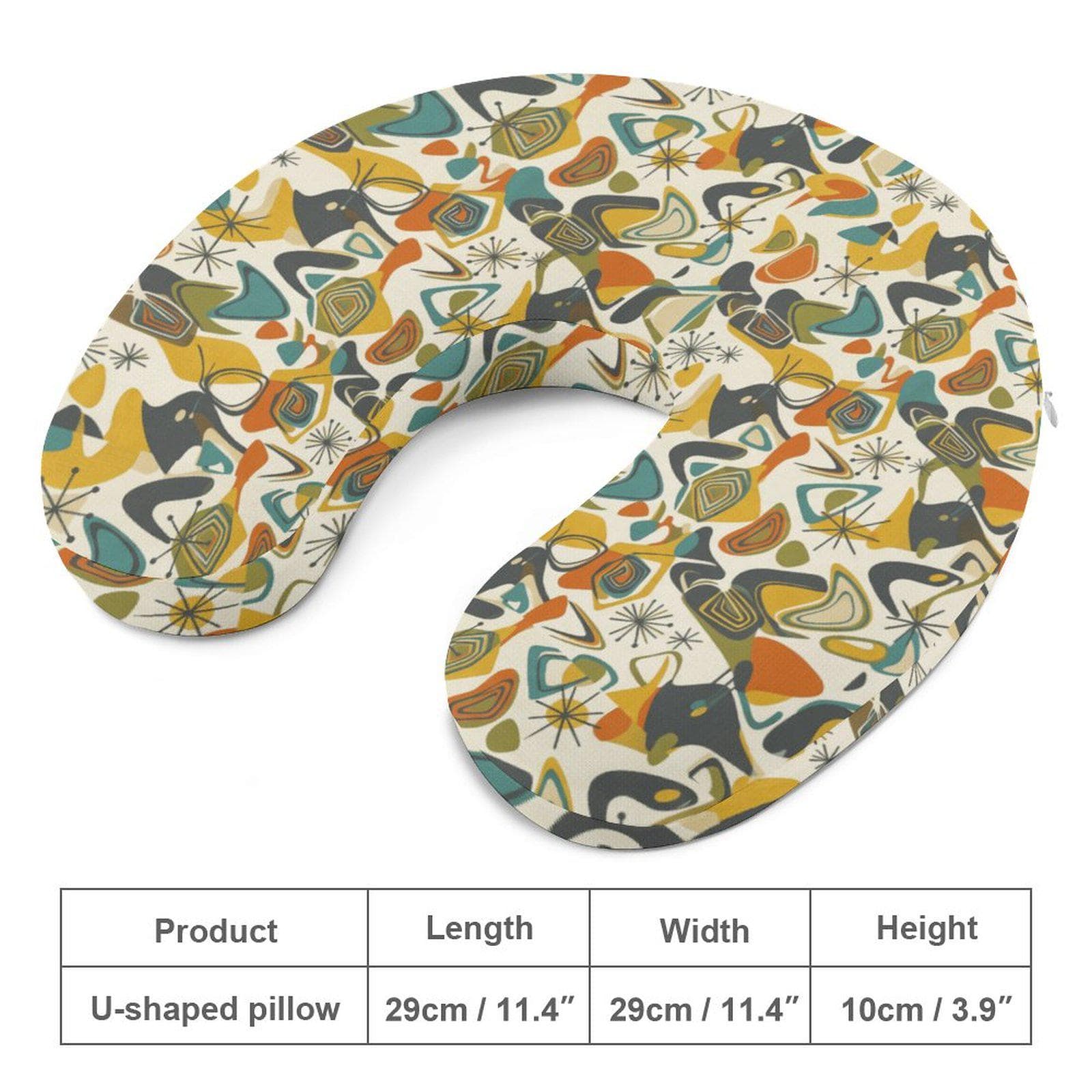 Mid-Century Modern Neck Pillow | Retro Atomic Travel Support | Memory Foam Comfort for Car, Plane, Home | Unique Gift