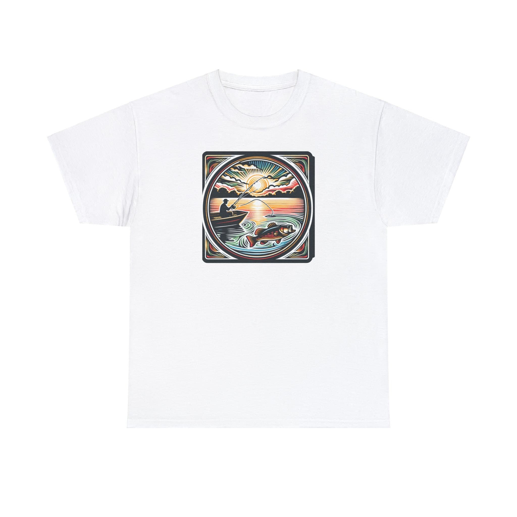 Fishing T-Shirt Woodcut Style Bass Angler Outdoor Tee Unisex