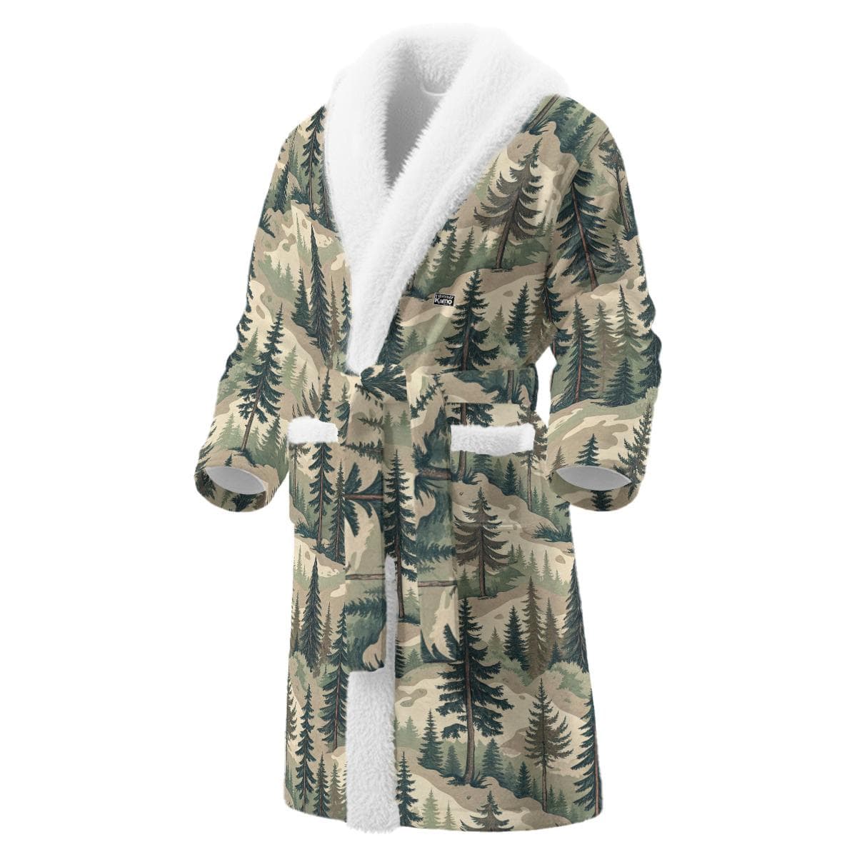Men's Forest Camo Fleece Robe | Sherpa Collar, Cabin Loungewear