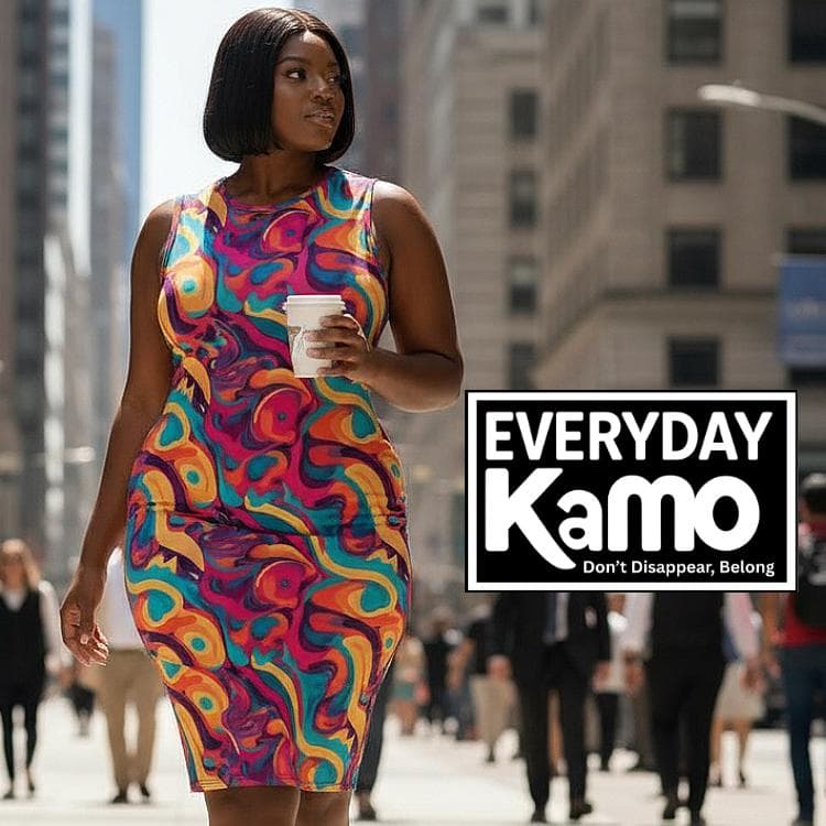 Plus Size Bodycon Dress | Vibrant Swirl Print One Shoulder