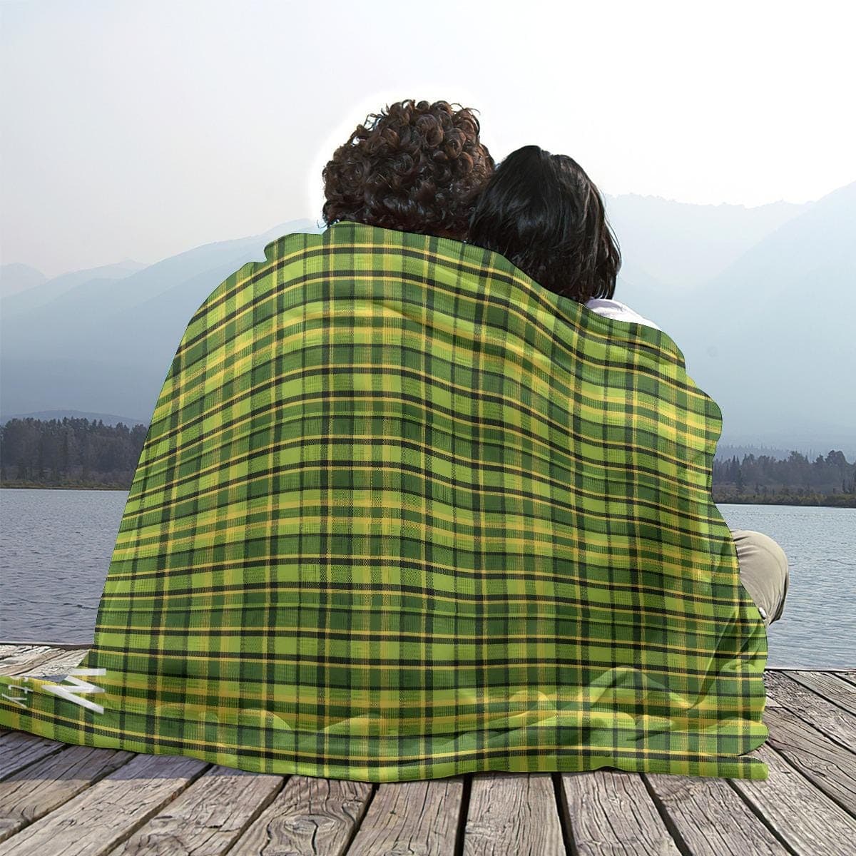 Westy Flannel Blanket Green Plaid VW Westfalia Camper Road Trip