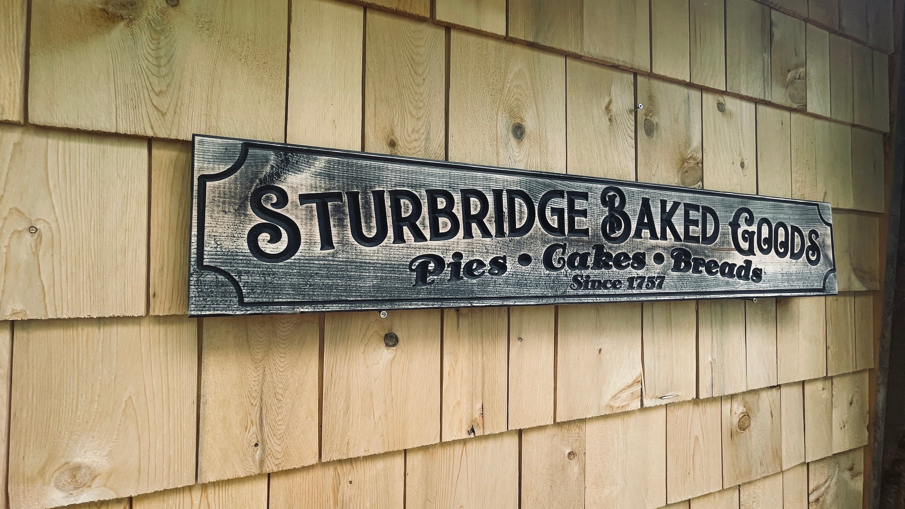 Sturbridge Baked Goods Carved Real Pine Wooden Sign