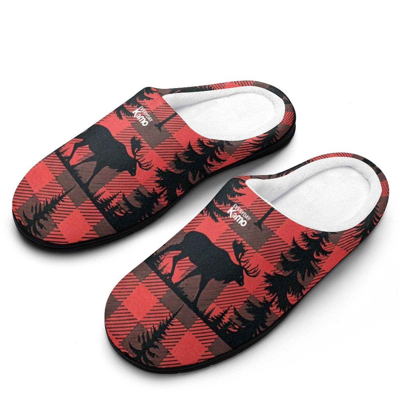 Everyday Kamo Women's Moose Plaid Cotton Slippers | Cozy Buffalo Check Lodge Footwear