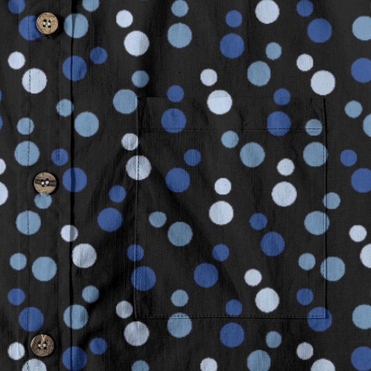 Men's Blue Polka Dot Cotton Slub Shirt | Short Sleeve Button-Down