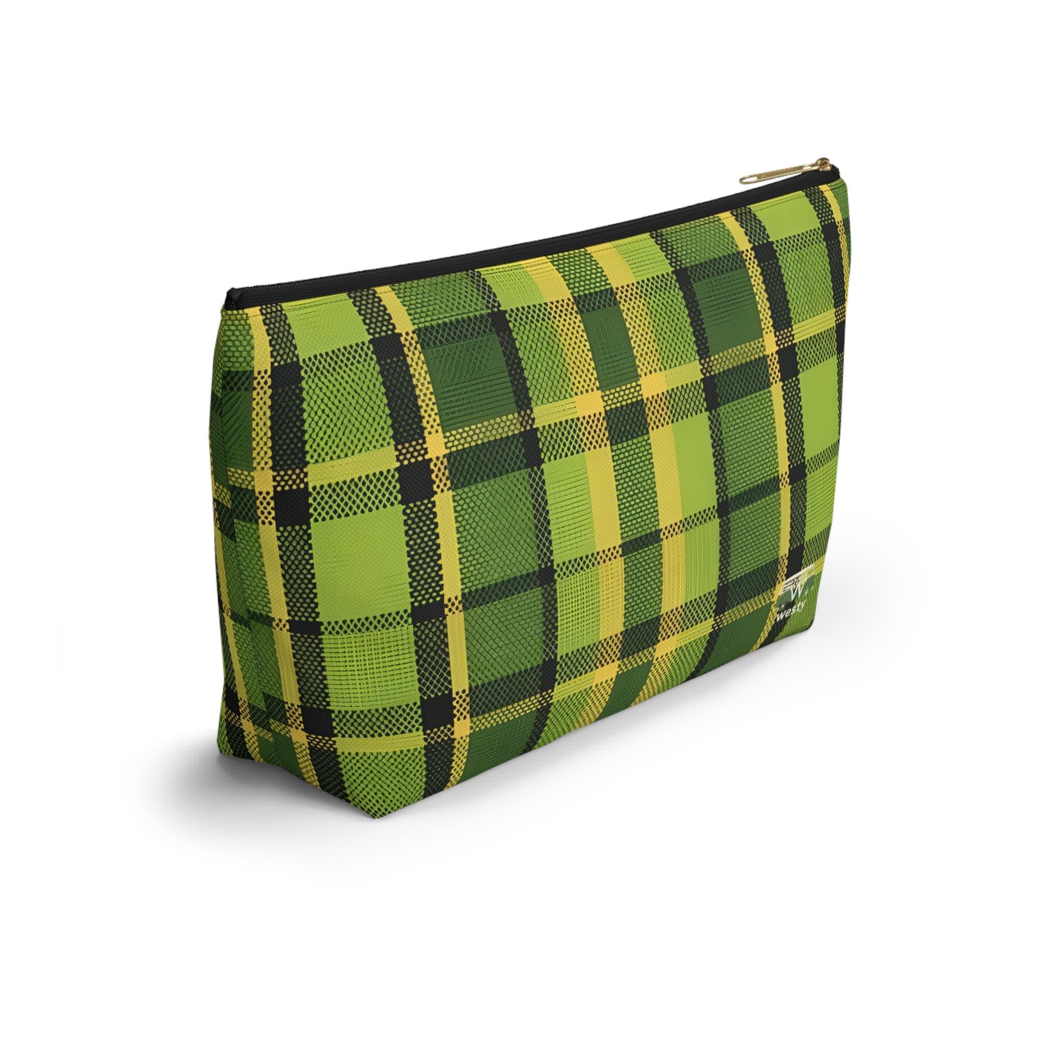 Westy Plaid Travel Pouch - Vintage Green Westfalia Camper Bus Design