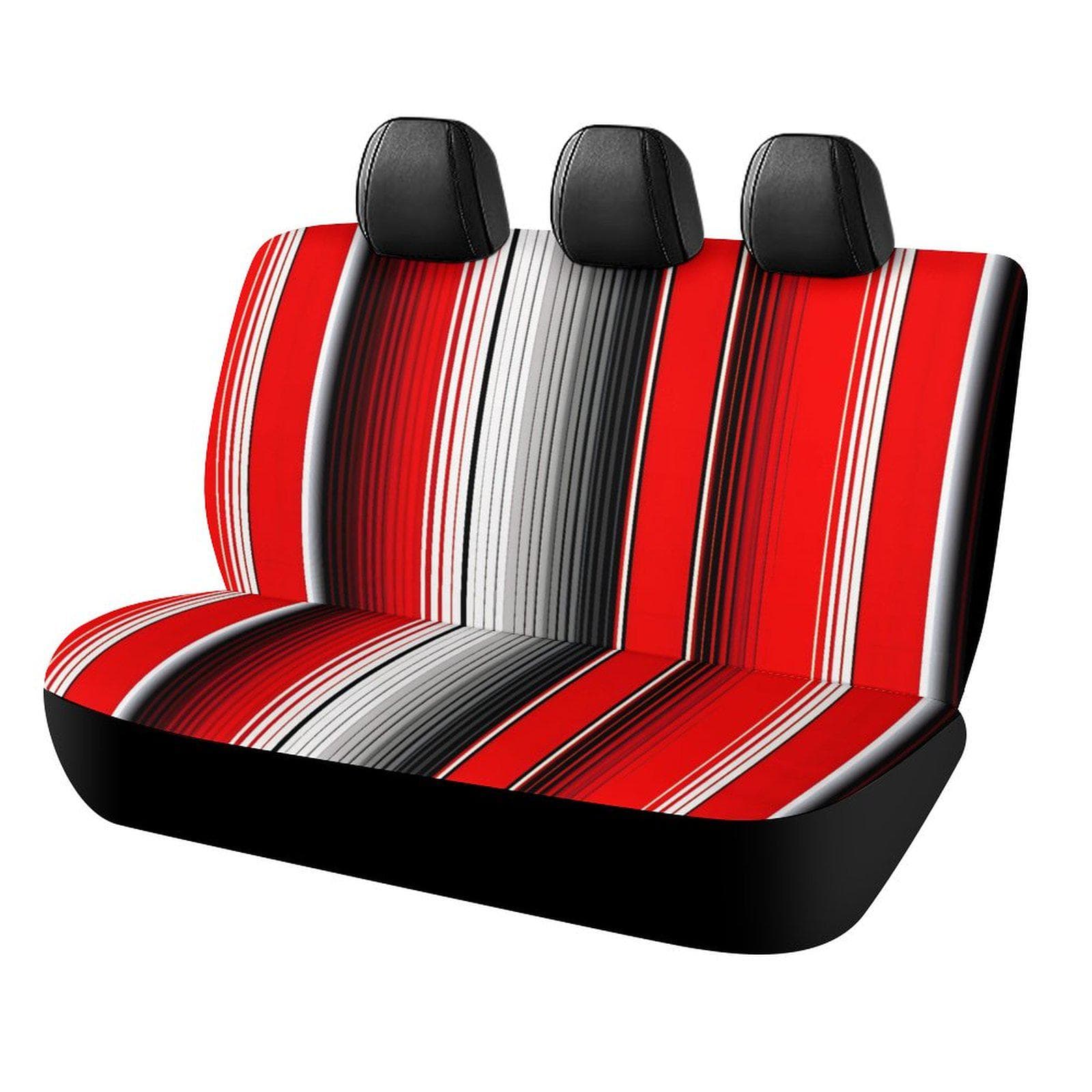 Red Striped Car Back Seat Cover | Polyester Spandex | Custom Personalized