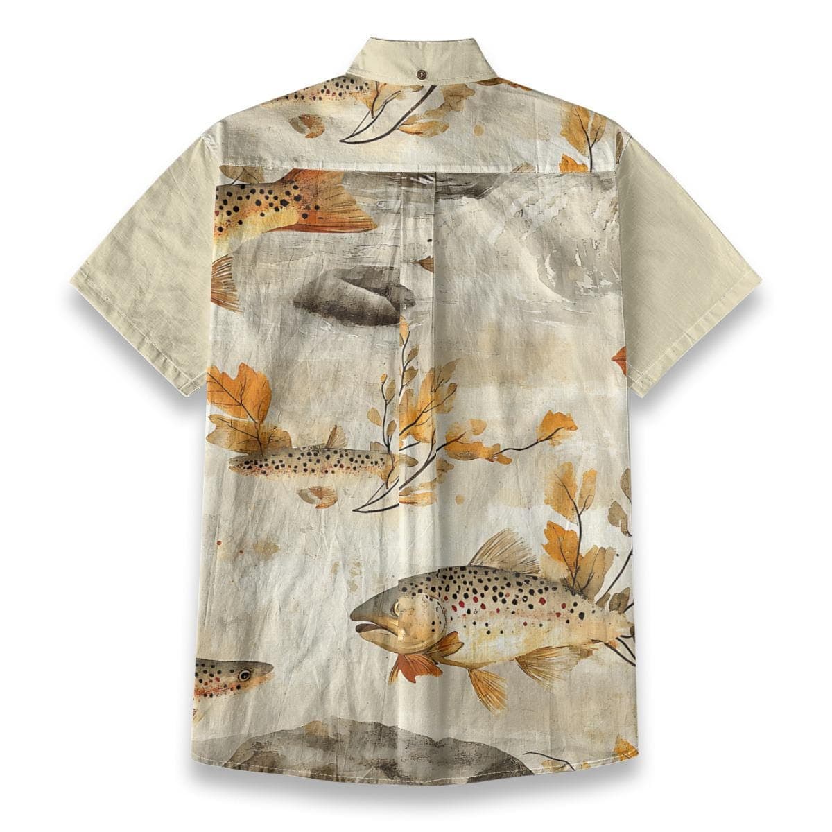 Men's Slub Cotton Fishing Shirt | Trout Print Button-Down