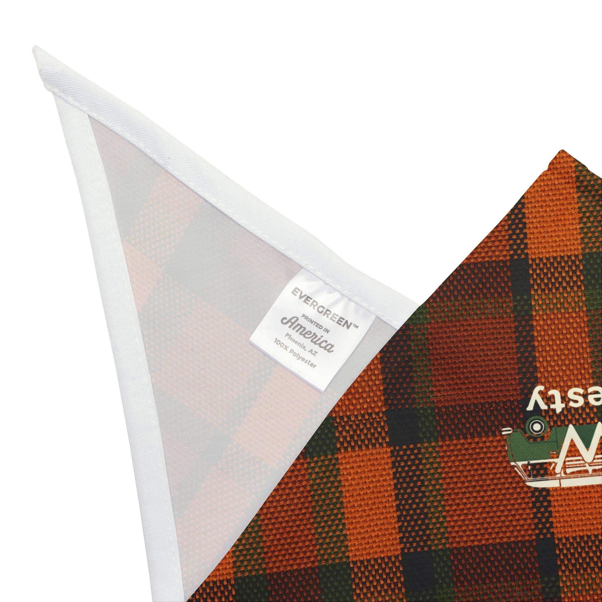 Westy Orange Plaid Pet Bandana, Camper Van Dog Scarf