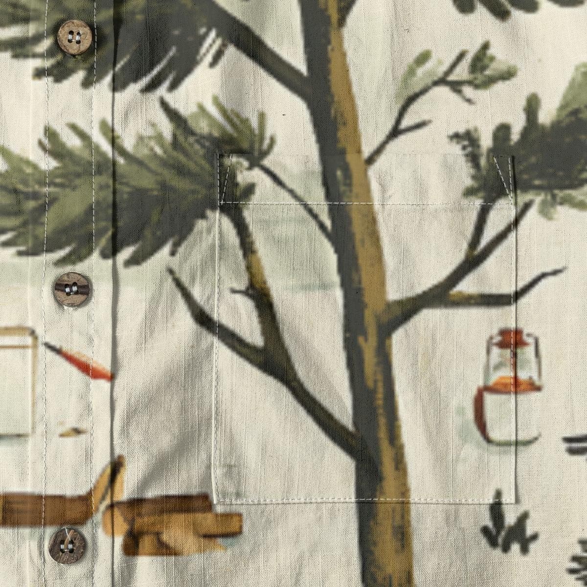 Men's Slub Cotton Camp Shirt | Watercolor Forest Print