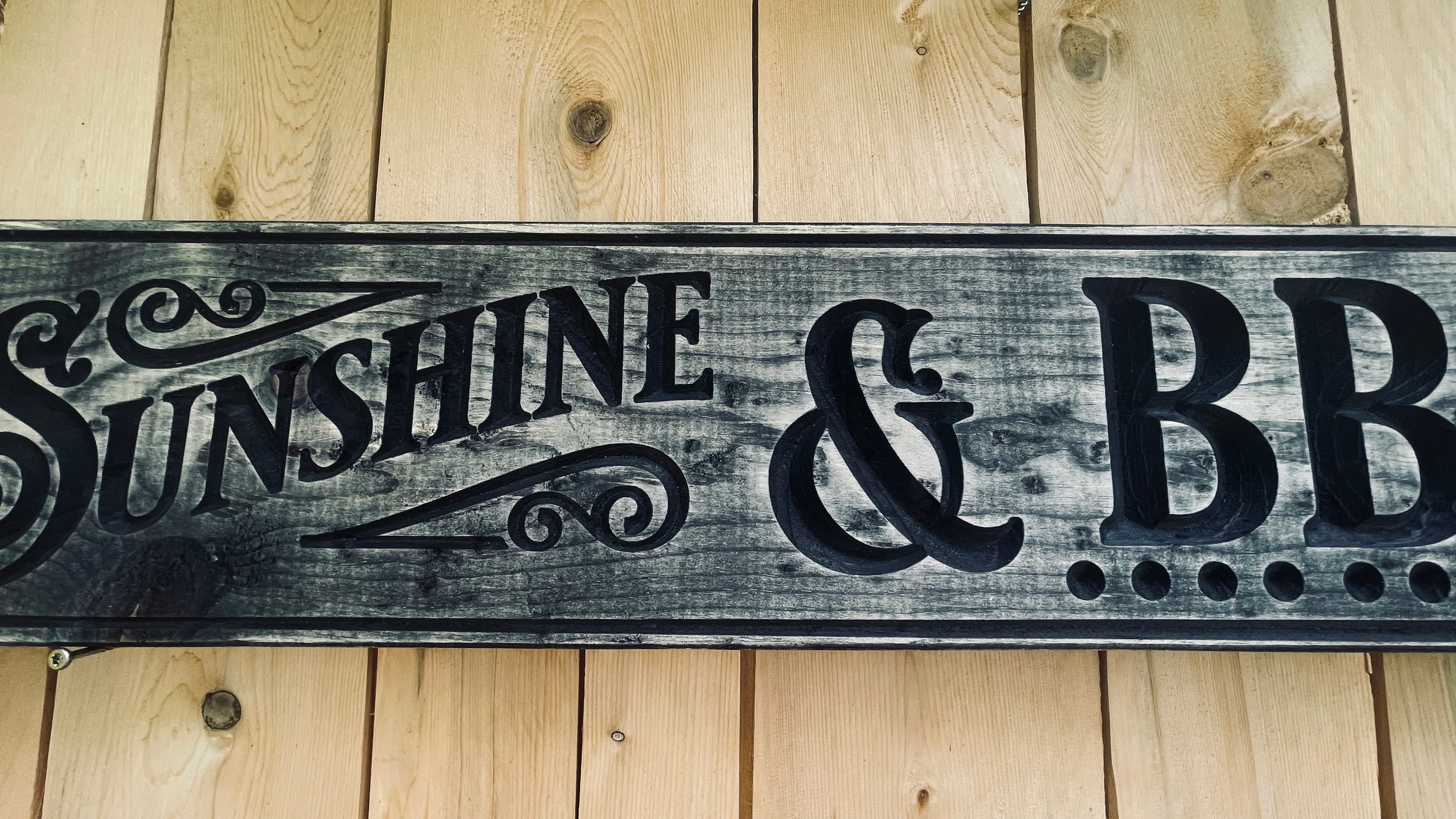 Sunshine & BBQ Carved Real Pine Wooden Sign