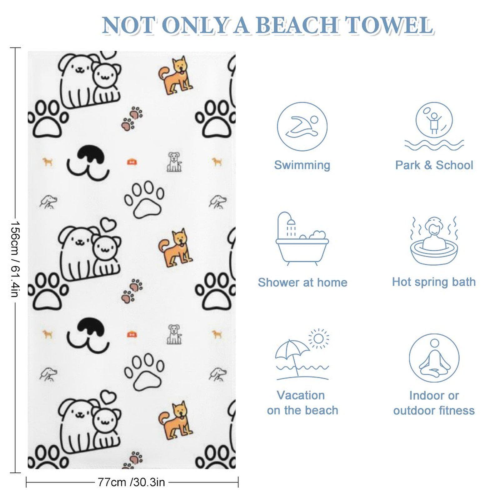 Microfiber Beach Towel 61.4x30.3" | Soft Quick-Dry Pool Towel