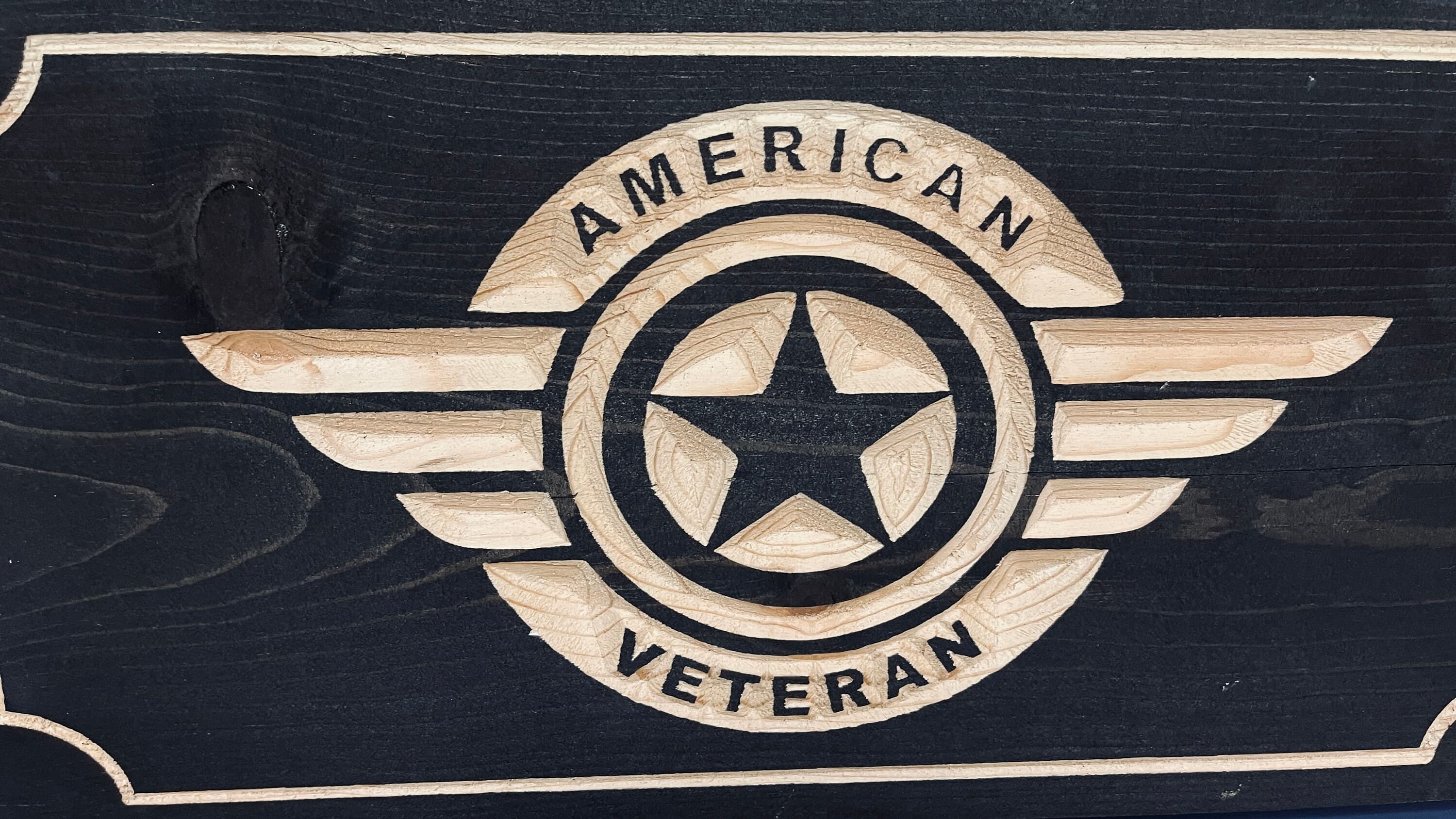 American Aviator Veteran Horizontal Carved Wood Sign