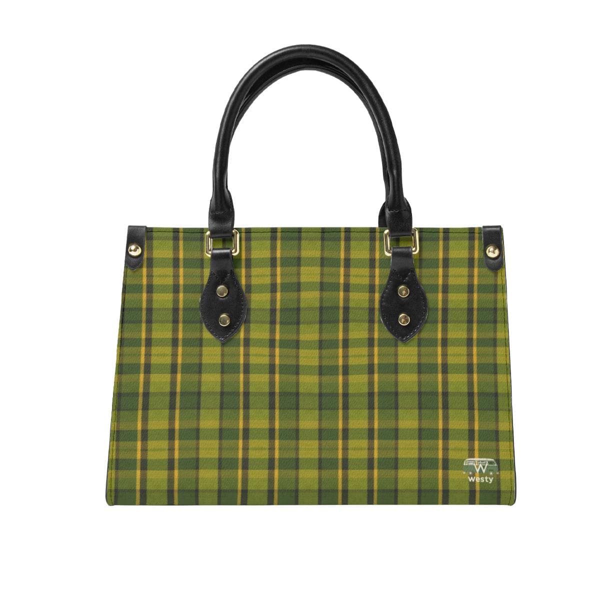 Westfalia Green Plaid Tote Bag | Double-Sided Leather Handbag | Large Capacity & Stylish Travel Purse