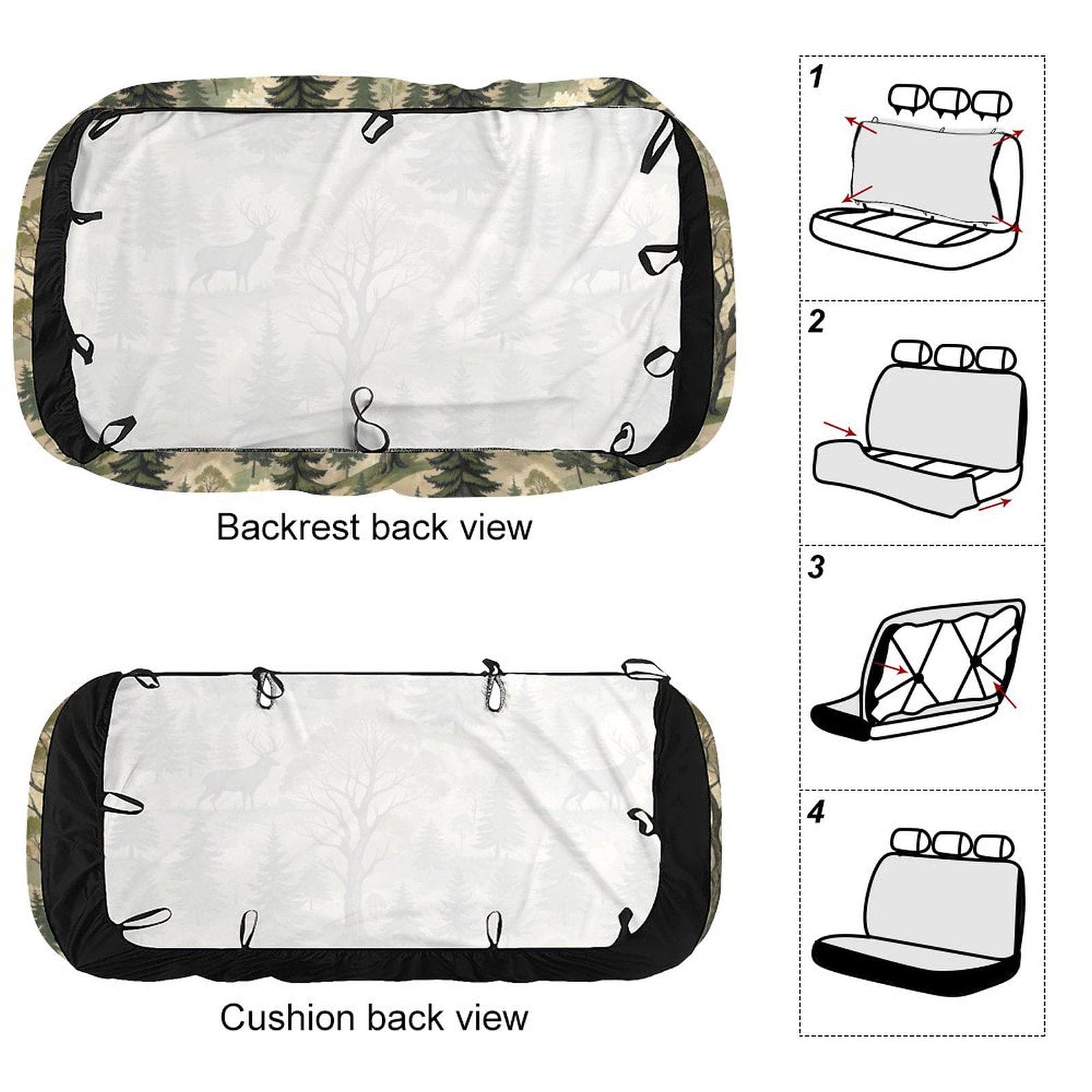 Forest Deer Camo Car Back Seat Cover | Stretch Fit SUV Truck | 95% Polyester