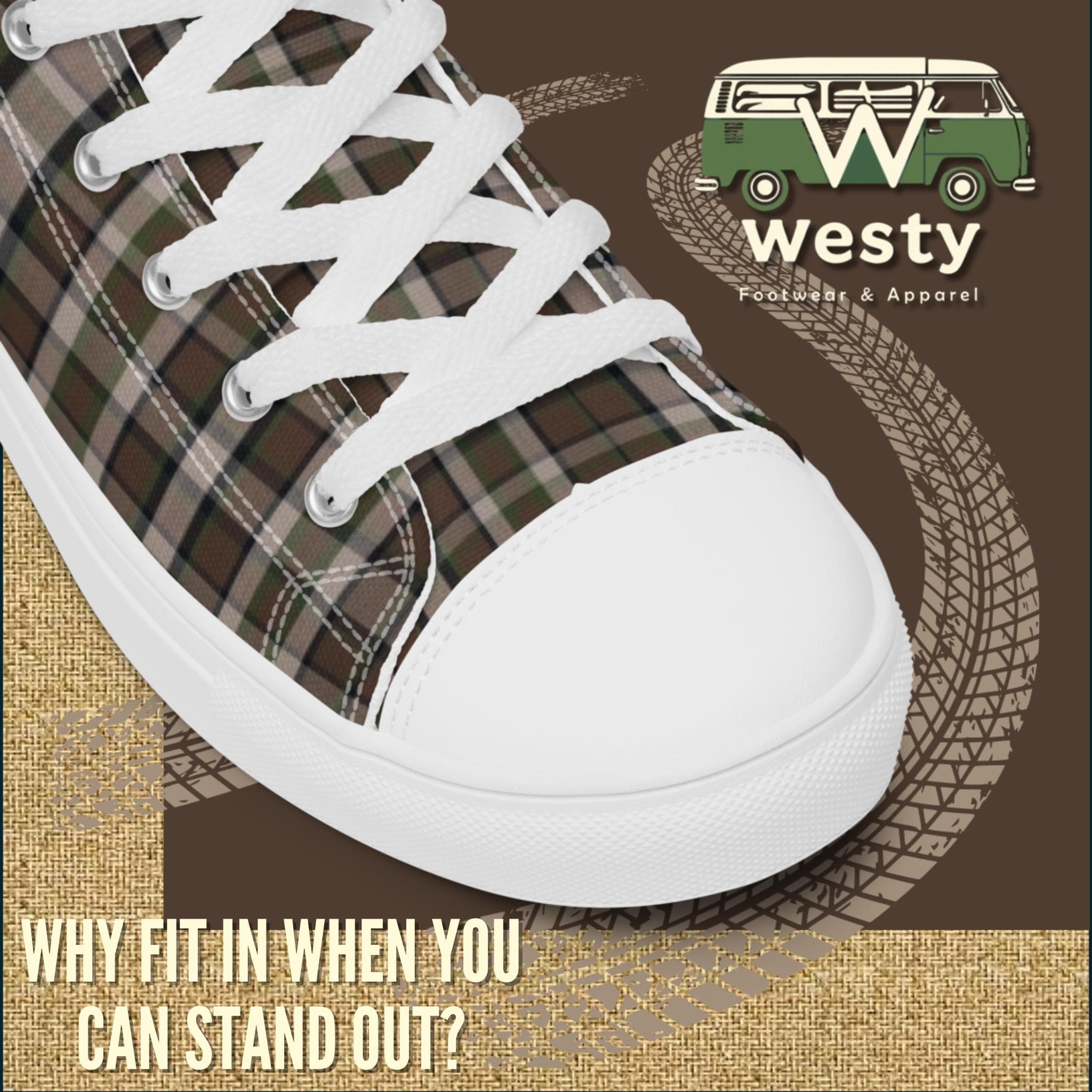 Westy VW Westfalia High Top Canvas Shoes Men Brown