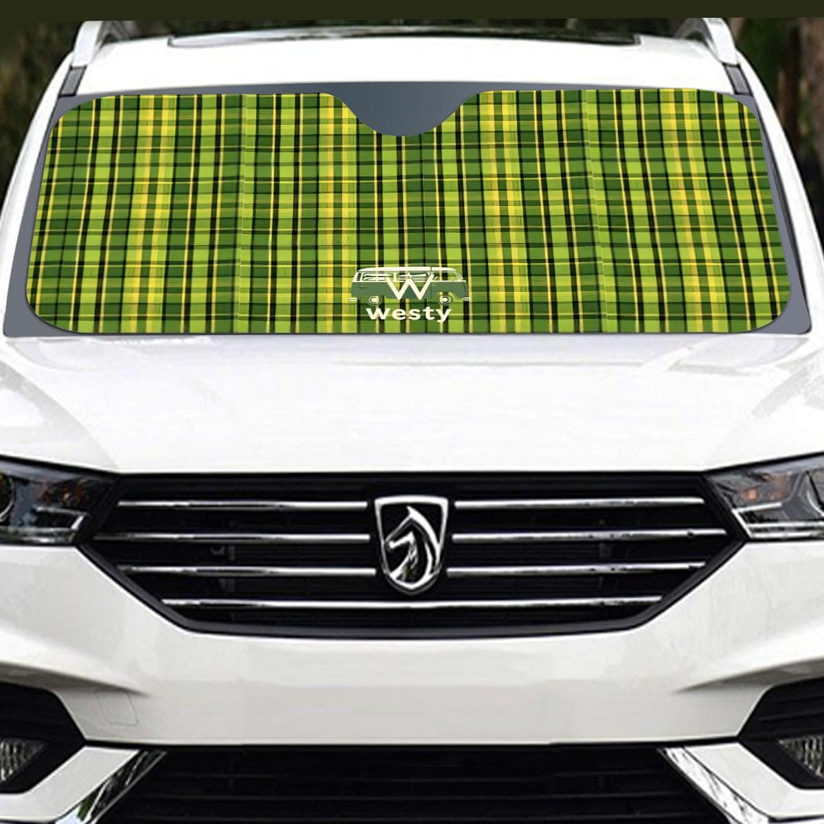 Westy Plaid Car Sunshade - VW Camper Van Road Trip Accessory