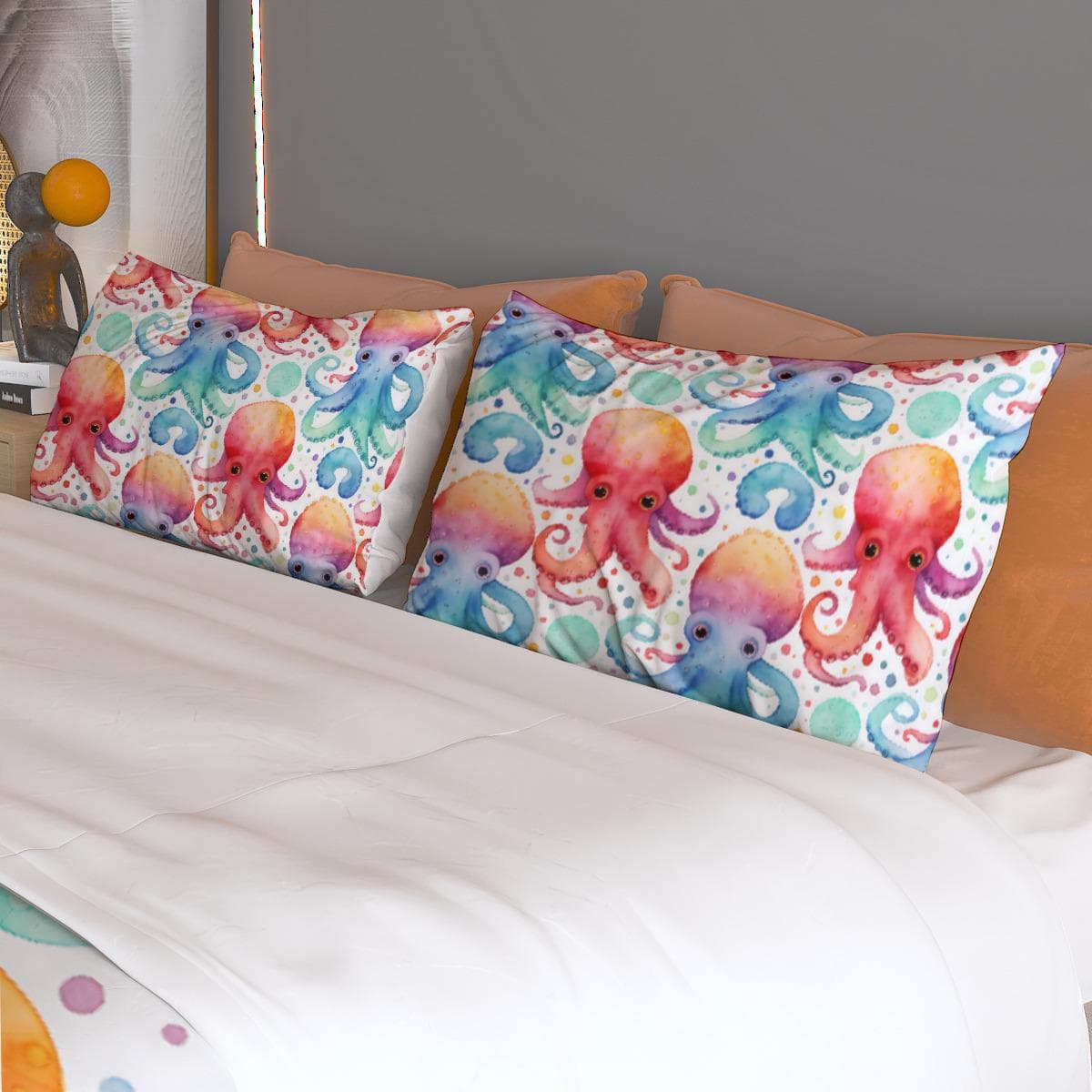 Watercolor Octopus Duvet Cover Set | Whimsical Ocean Bedding
