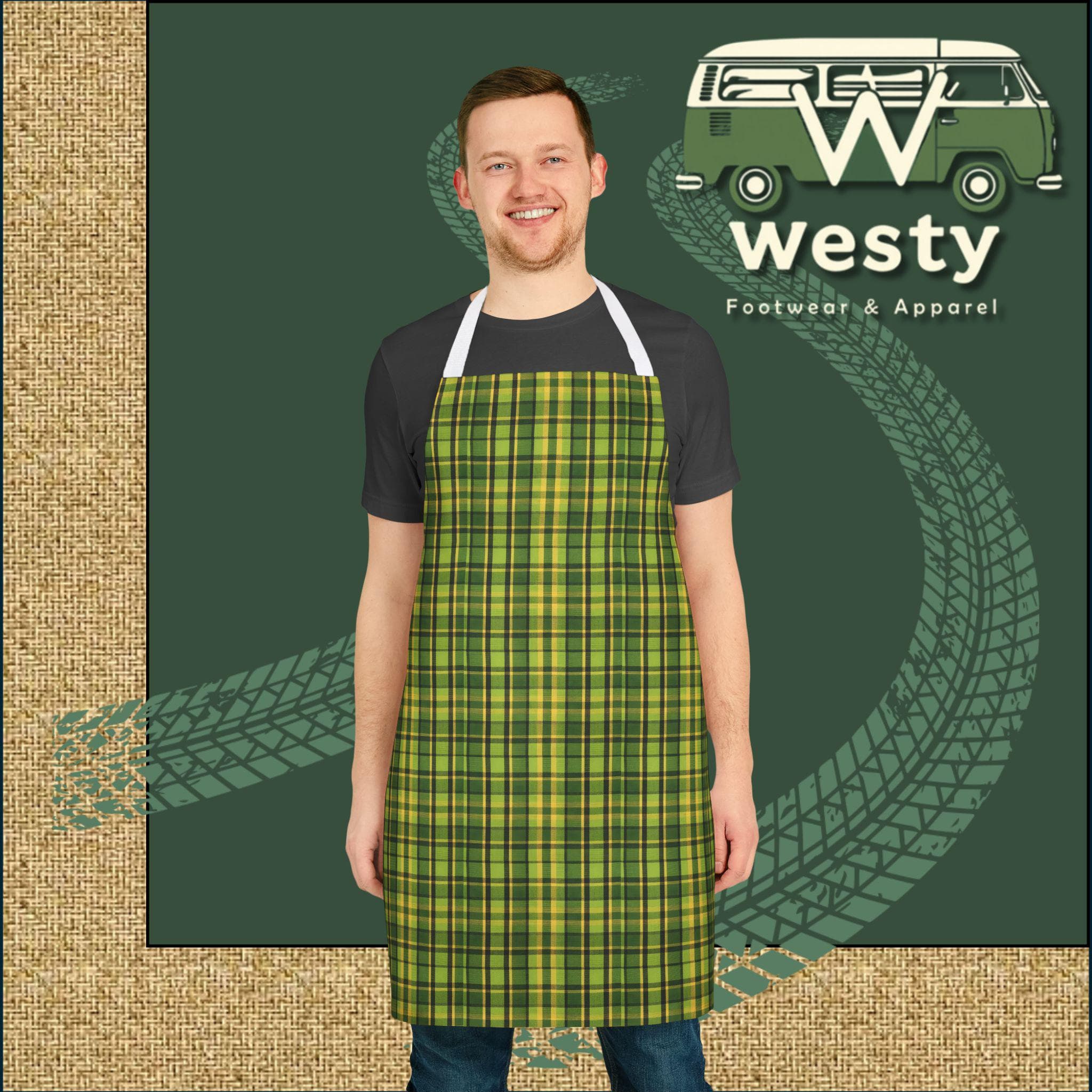 Westy Camper Plaid Apron - Retro VW Bus Road Trip Kitchen