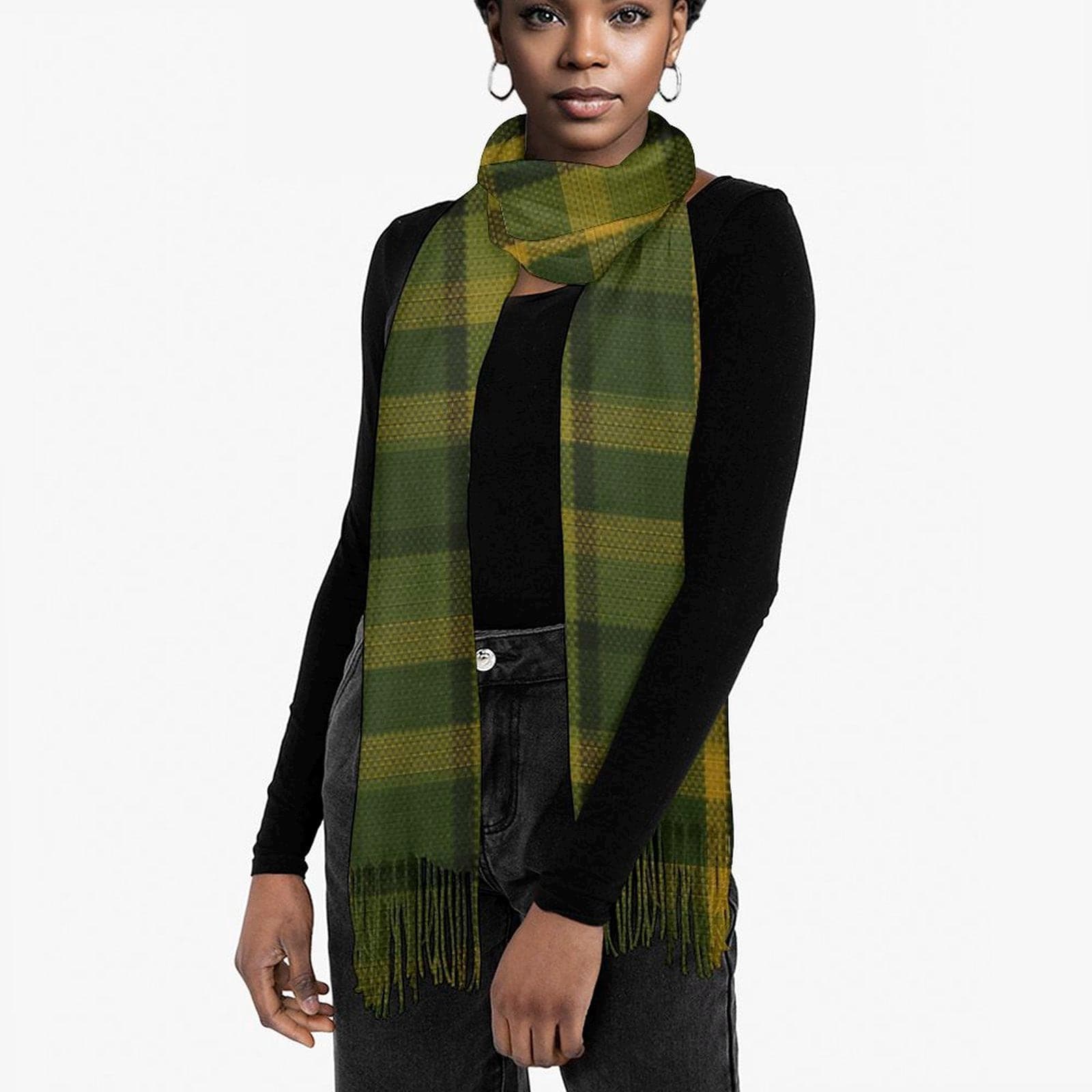 Westy Westfalia Camper Scarf - Vintage VW Green Tassel Wrap