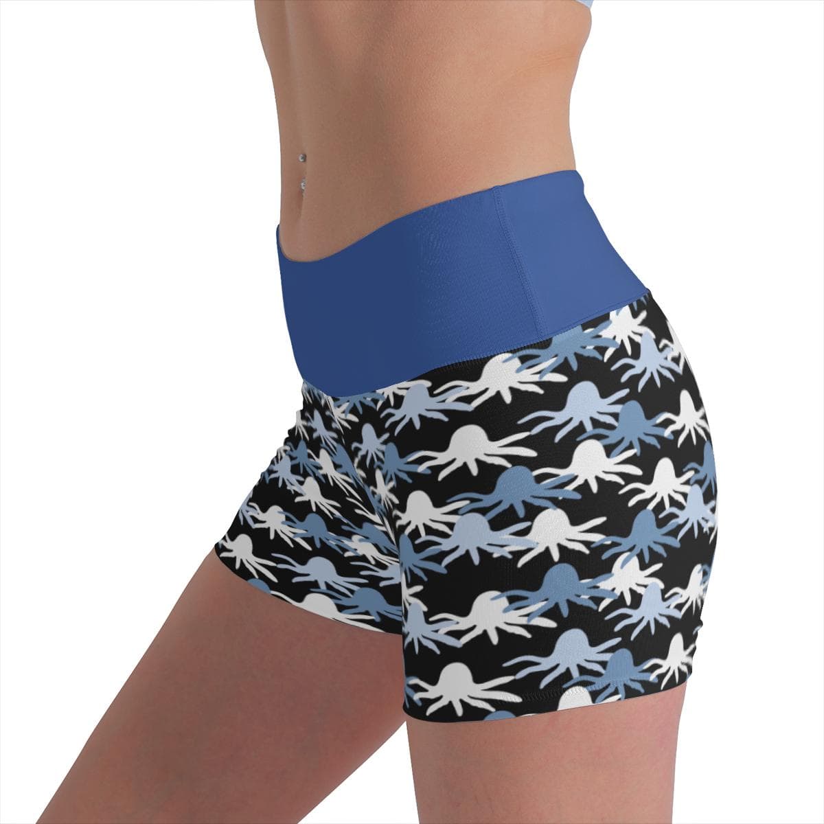 Octo-Awesome High Waist Shorts | Quirky Octopus Print Yoga & Beach Shorts | Everyday Kamo