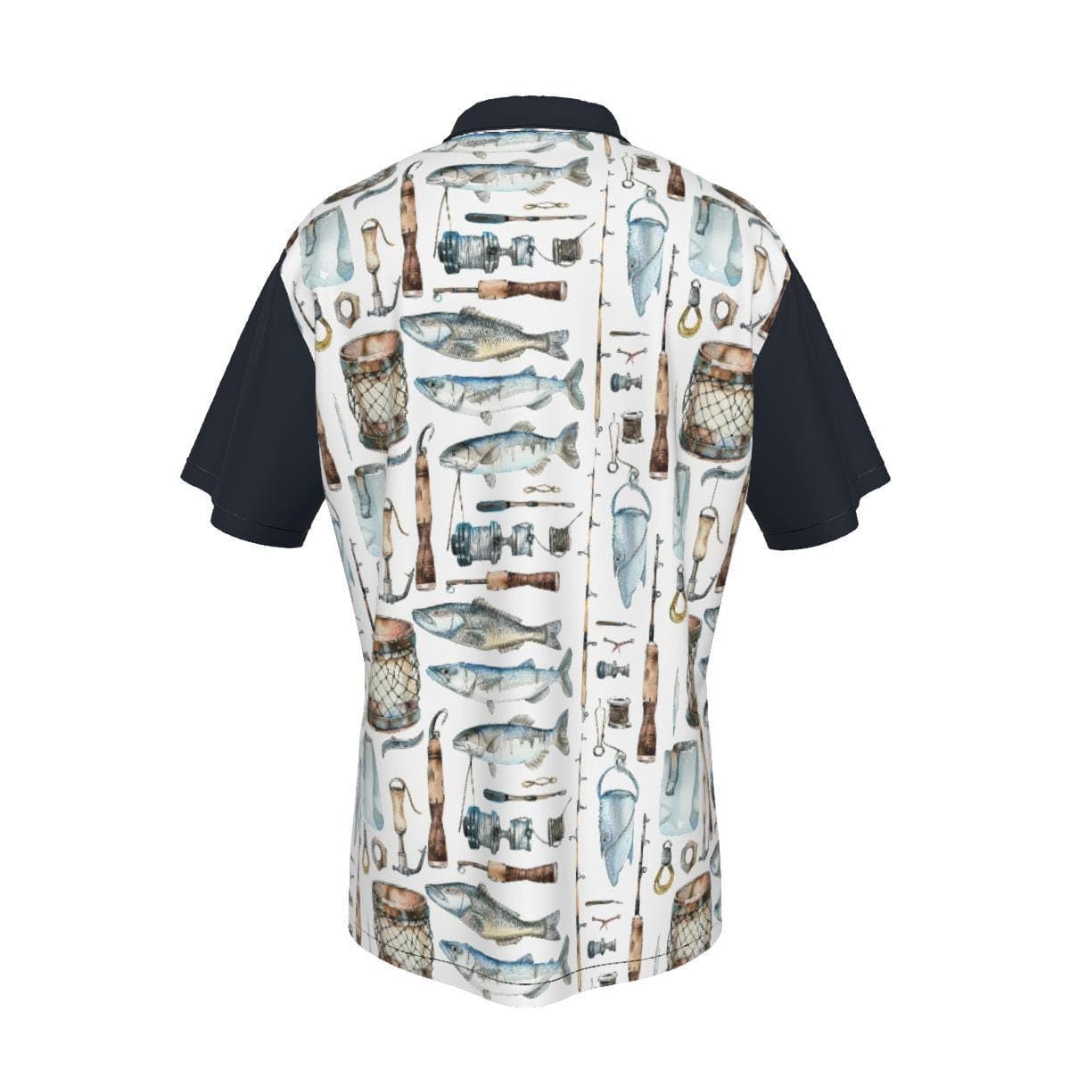 Men's Fishing Pattern Hawaiian Shirt | Angler's Aloha Camp Shirt | Lightweight Summer Beachwear