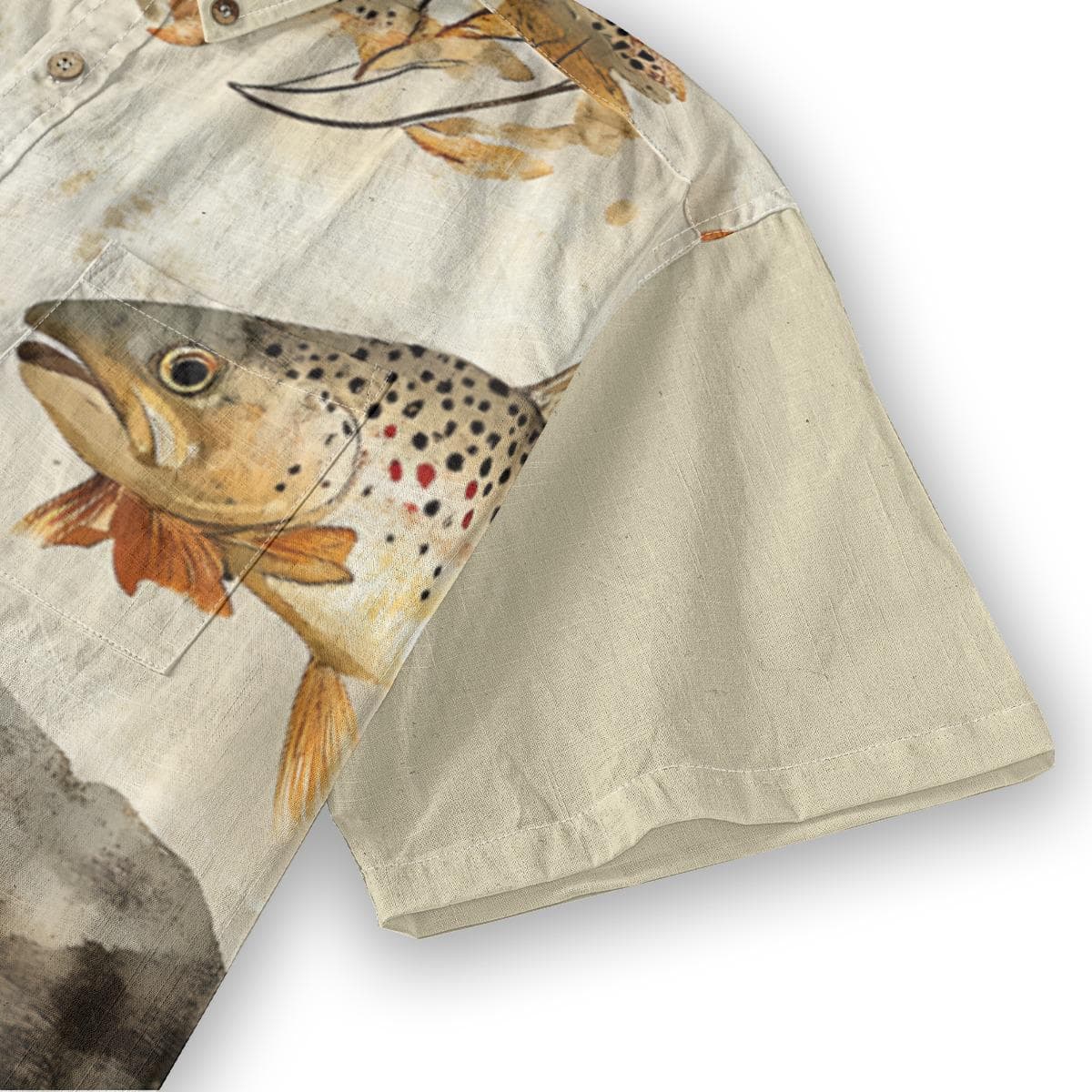 Men's Slub Cotton Fishing Shirt | Trout Print Button-Down