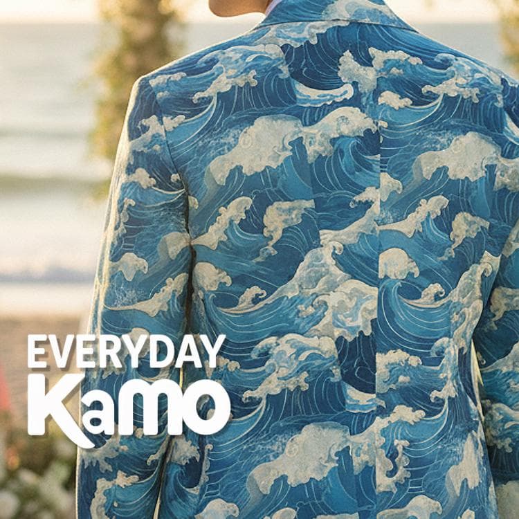 Men's Japanese Wave Print Cotton Blazer | Ukiyo-e Blue Jacket