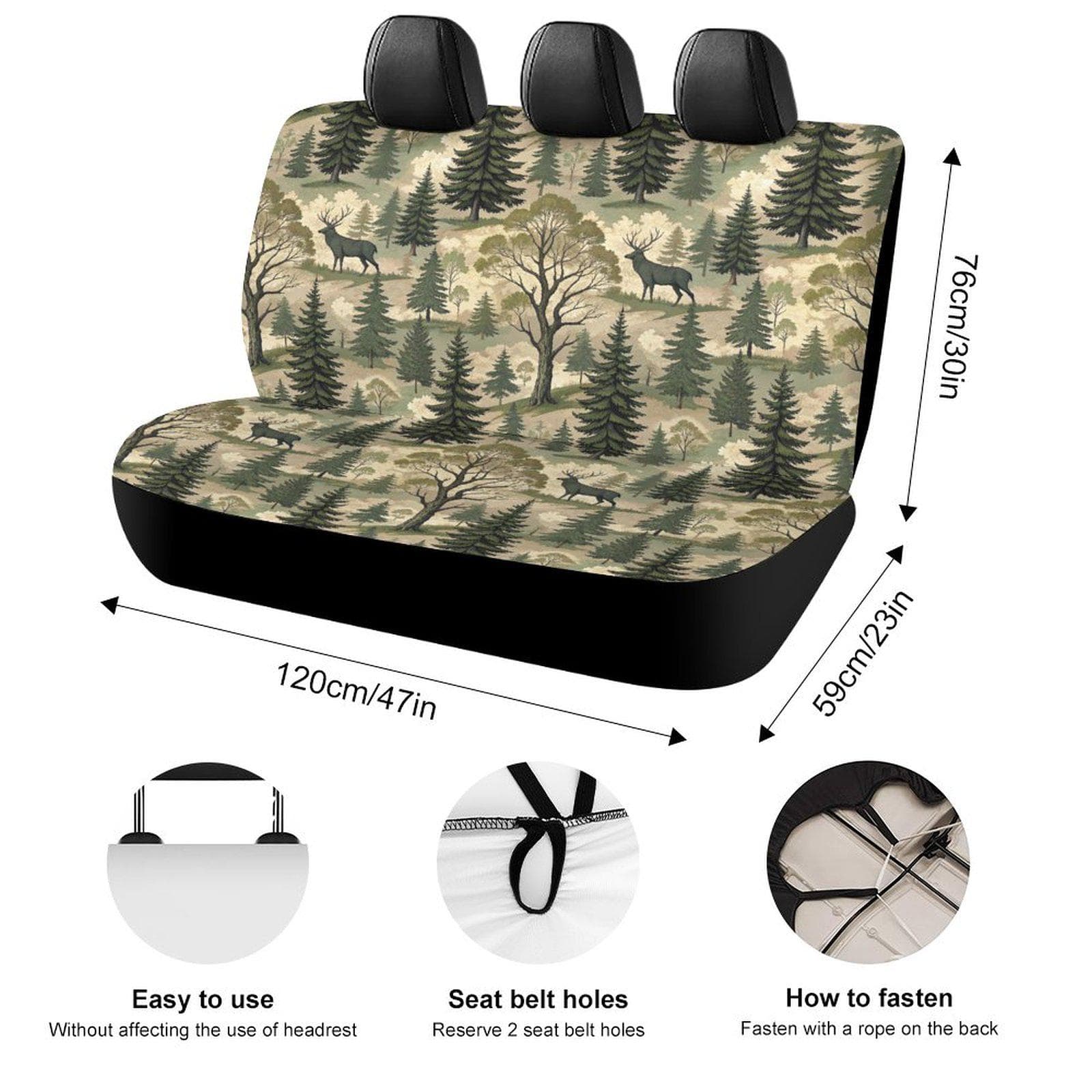 Forest Deer Camo Car Back Seat Cover | Stretch Fit SUV Truck | 95% Polyester