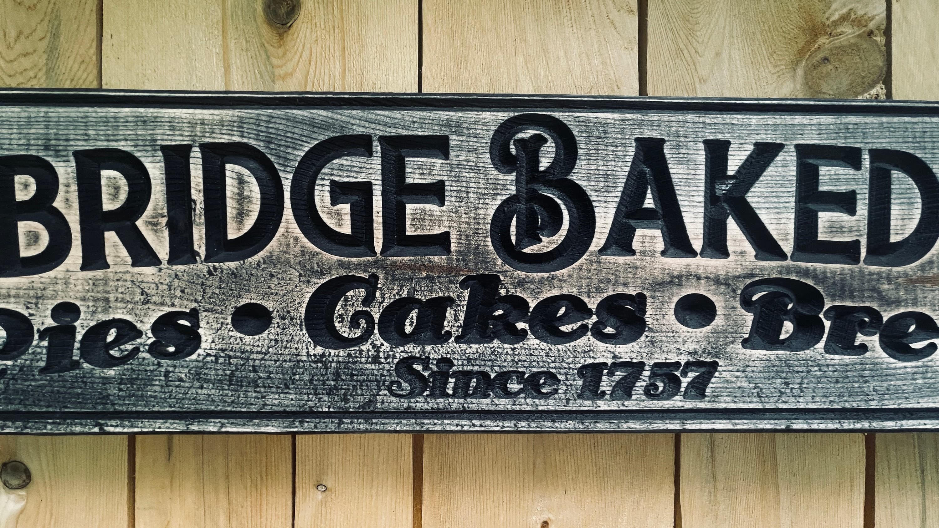 Sturbridge Baked Goods Carved Real Pine Wooden Sign