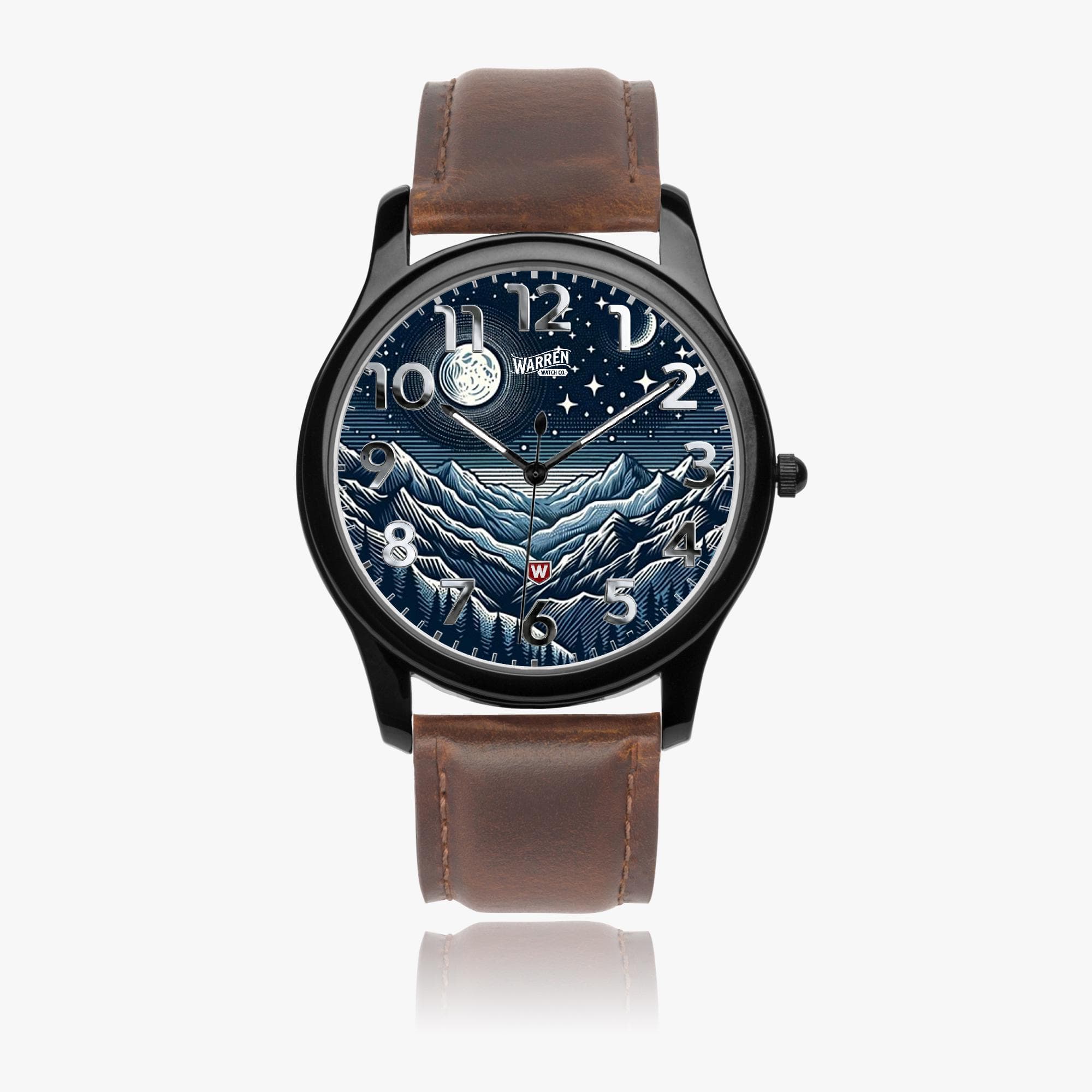 Unisex Mountain Night Sky Quartz Watch | Genuine Leather Band & Premium Stainless Steel Case