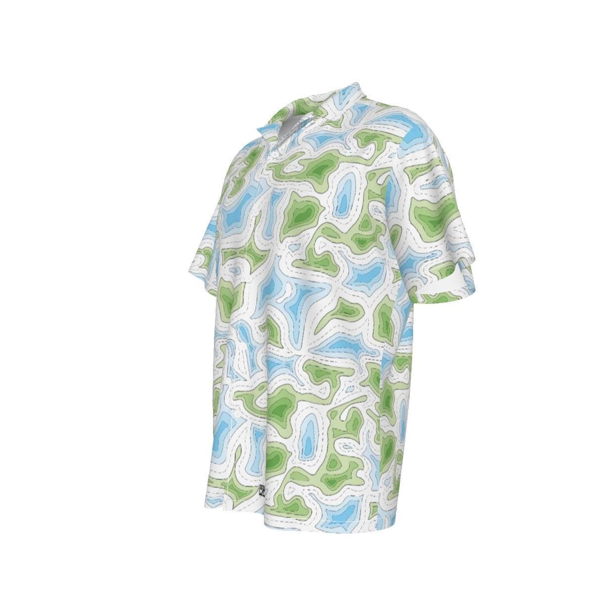 Adventure Awaits: Topographic Map Hawaiian Shirt | Cool Blue & Green Explorer Aloha