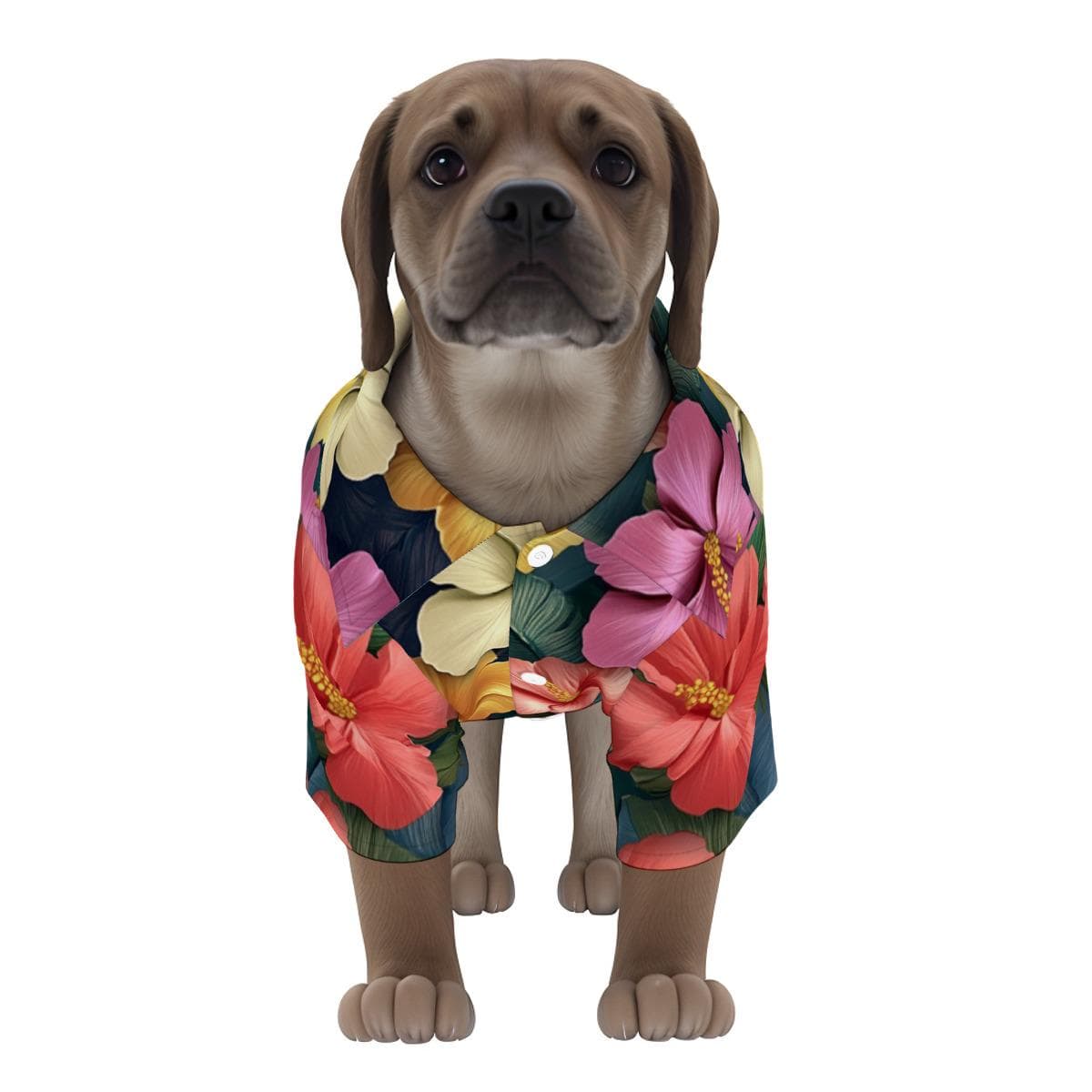 Dog Hawaiian Shirt | Tropical Floral Pet Aloha Outfit Made-to-Order