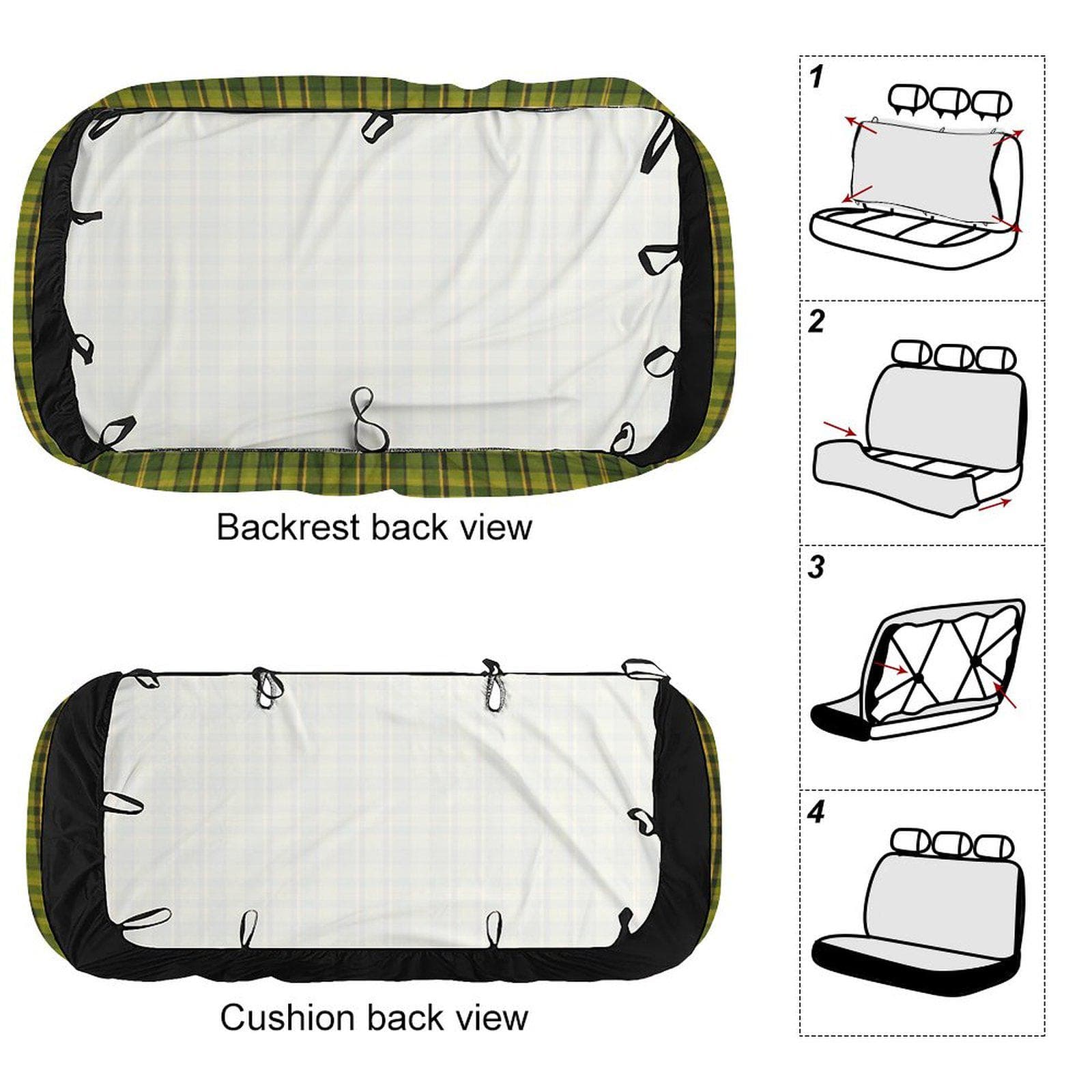 Retro Green Plaid Car Seat Cover – Universal Van Life Bench Protector