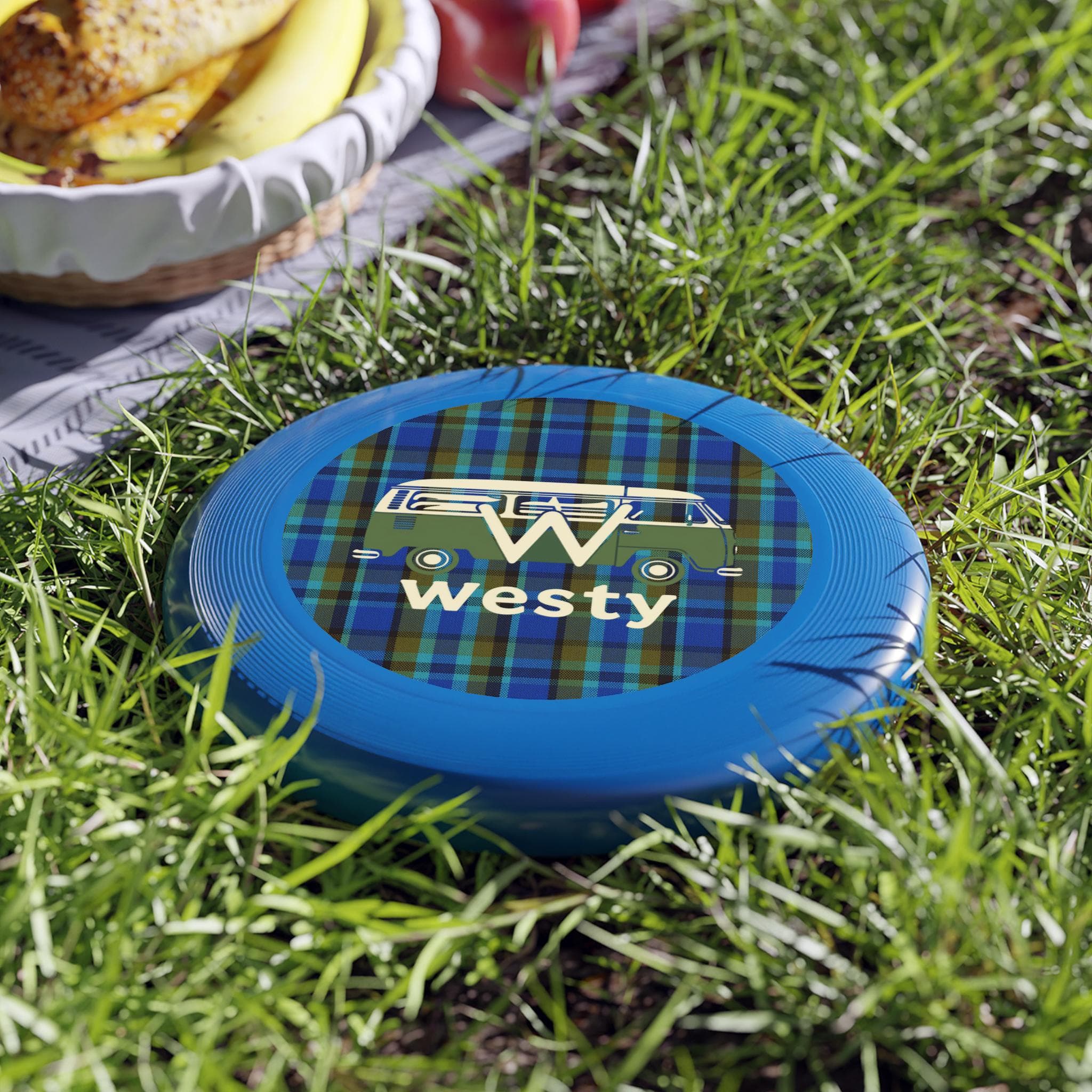 Westy Westfalia Blue Wham-O Frisbee, Vintage Westfalia Bus, Retro Style Disc, Outdoor Toy, Beach Game, Summer Fun