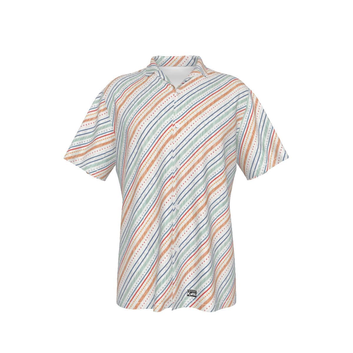 Men's Vibrant Striped Hawaiian Shirt | Breathable Four-Way Stretch Summer Button-Up | Tropical Beach Vacation Aloha Shirt