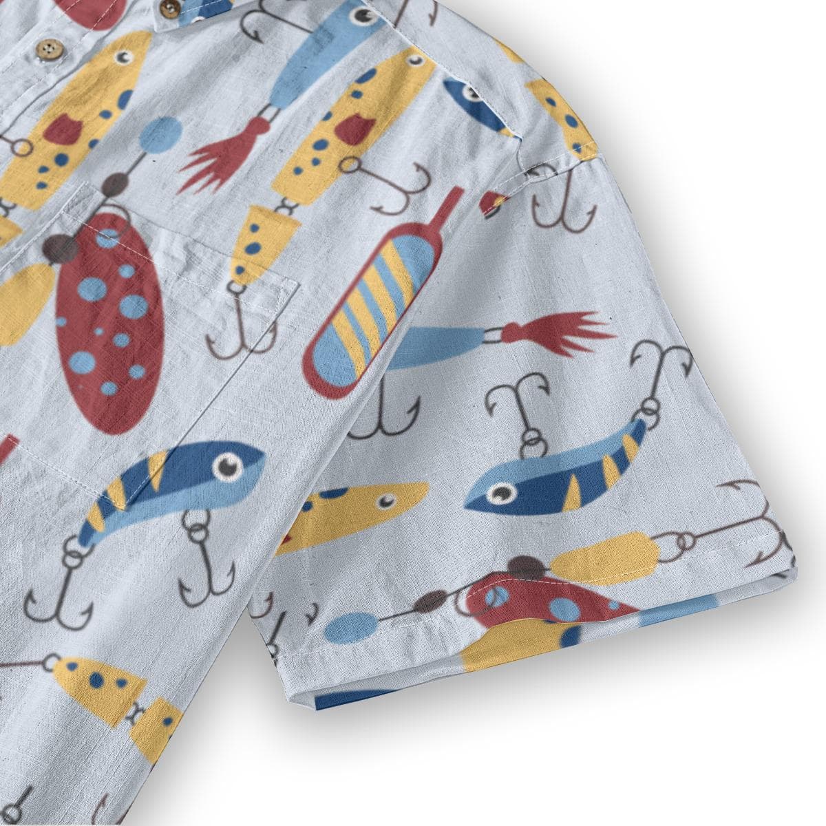 Men's Fishing Lure Print Slub Cotton Shirt | Summer Vacation Top
