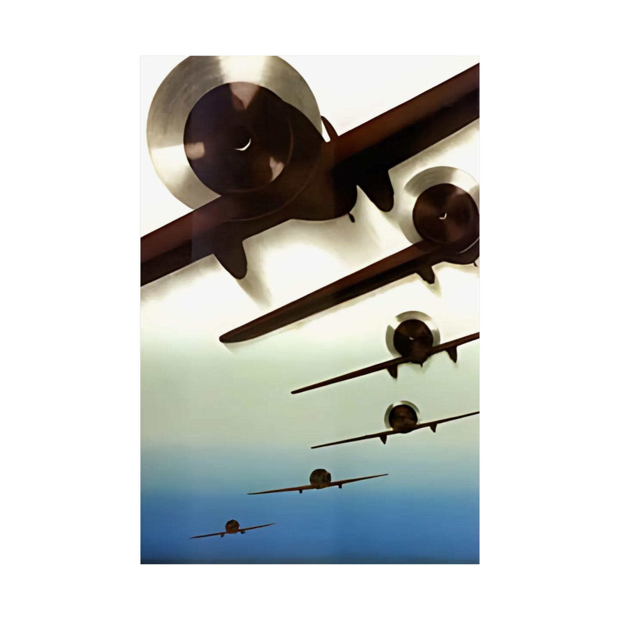 Vintage Formation Flight Propeller Planes Giclée Print - Aviation Art