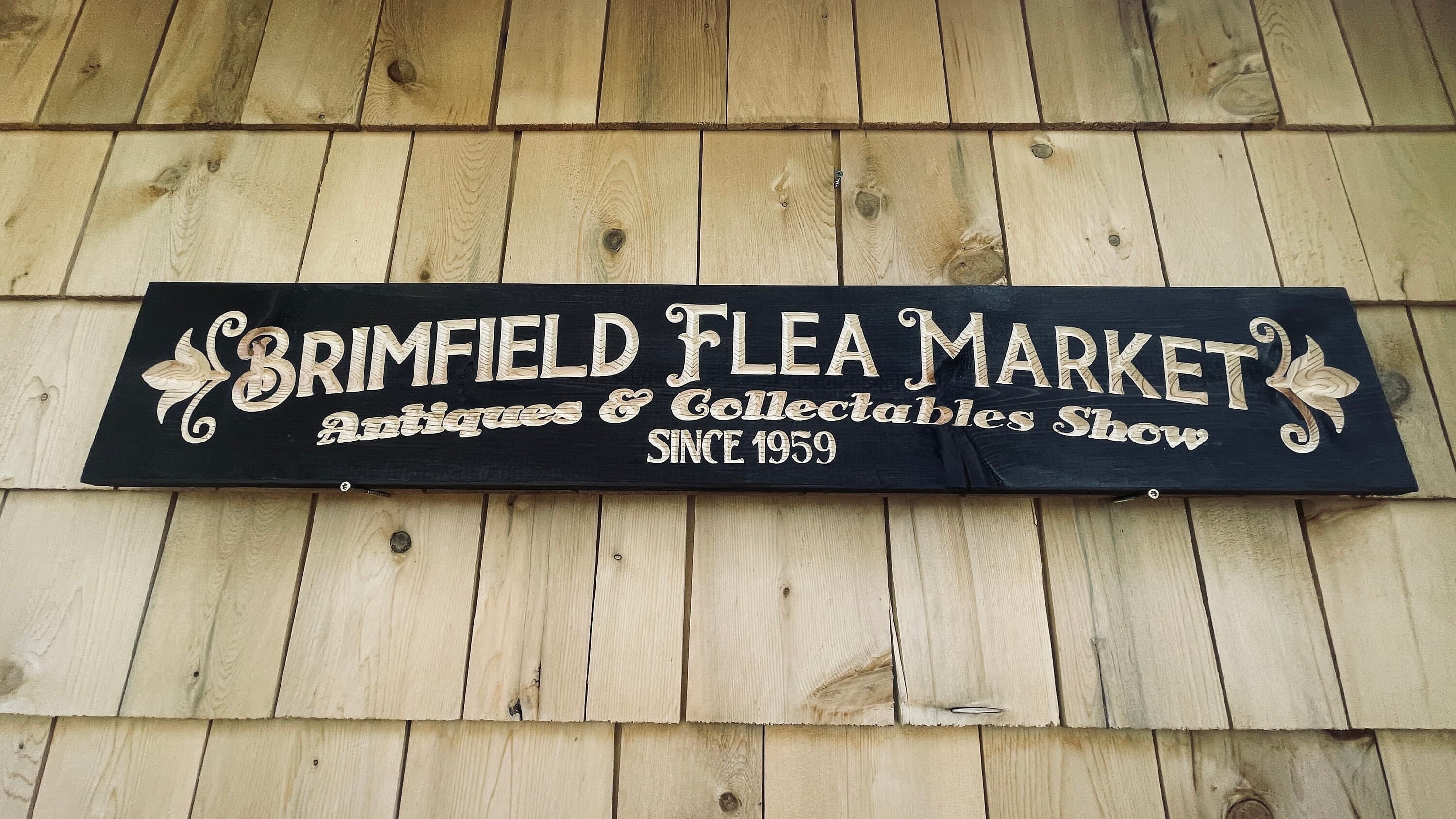 Brimfield Flea Market Carved Real Pine Wooden Sign