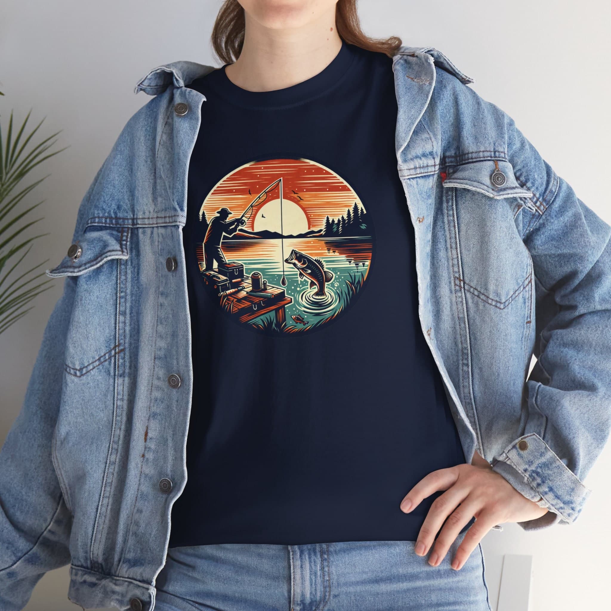 Handmade Bass Fishing T-Shirt | Woodcut Art Tee | Angler Gift Unisex