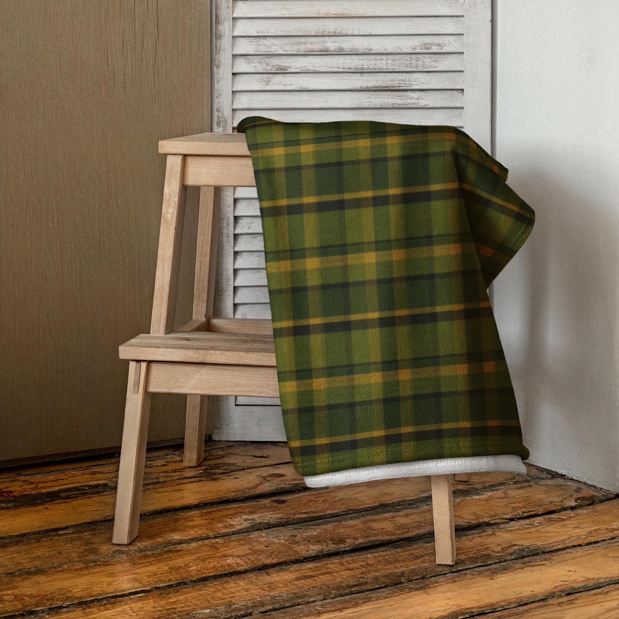 Westy Westfalia Green Plaid Bath Towel - Vintage Camper Van