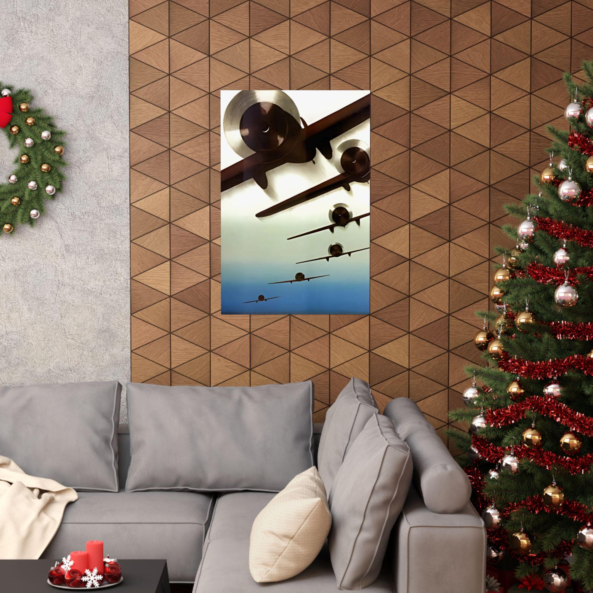 Vintage Formation Flight Propeller Planes Giclée Print - Aviation Art